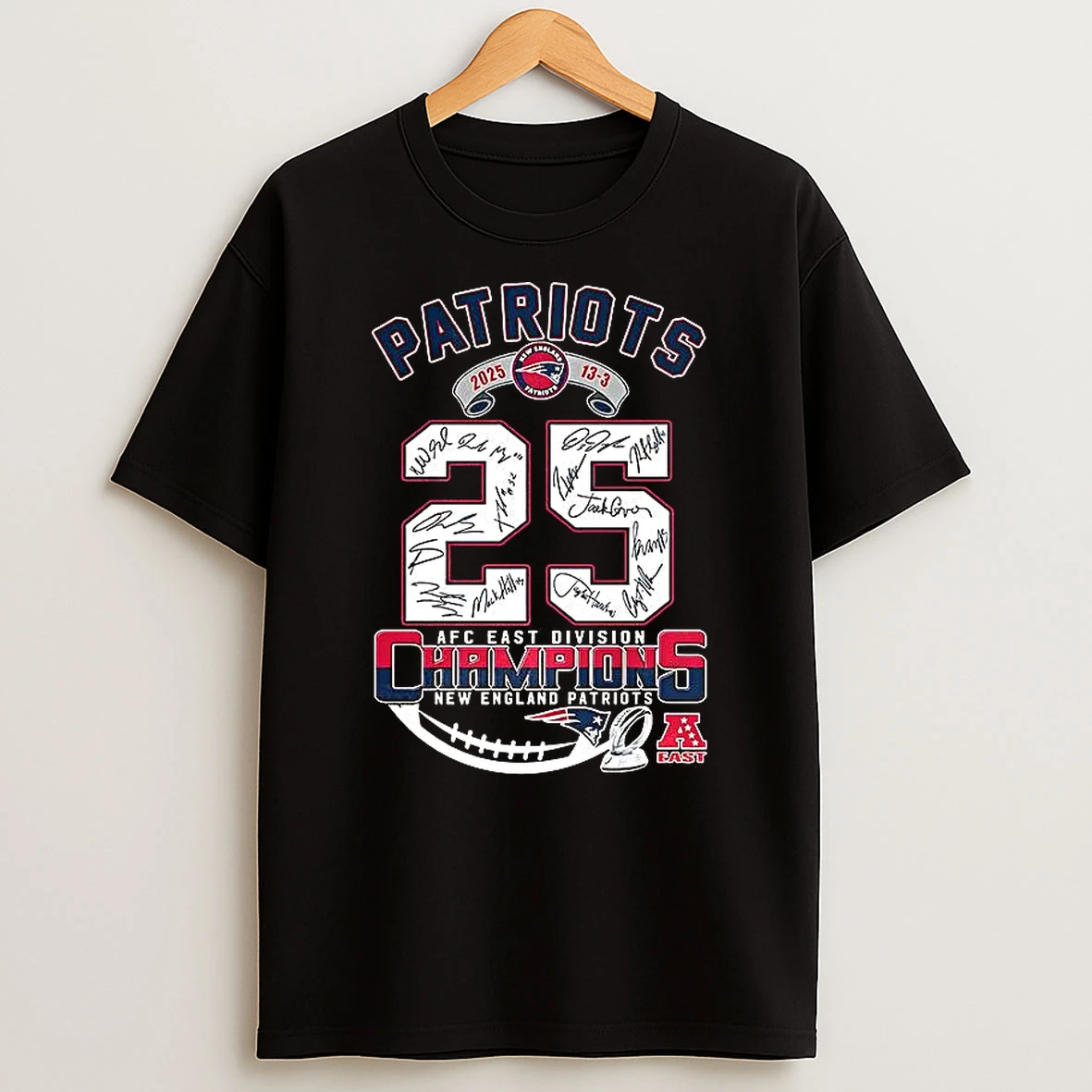 New England Patriots Afc East Division Champions 2025 Super Bowl Lix Signature T Shirt