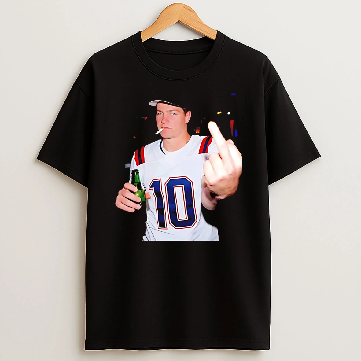 New England Patriots Champions Drake Maye Smoking Middle Finger T Shirt