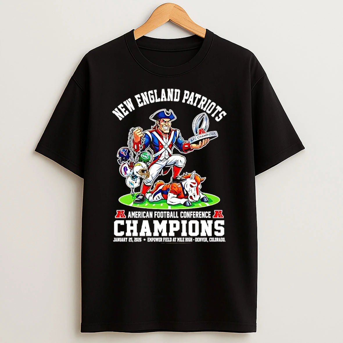 New England Patriots Emerican Football Conference Champions Jan 25th 2026 Empower Field T Shirt