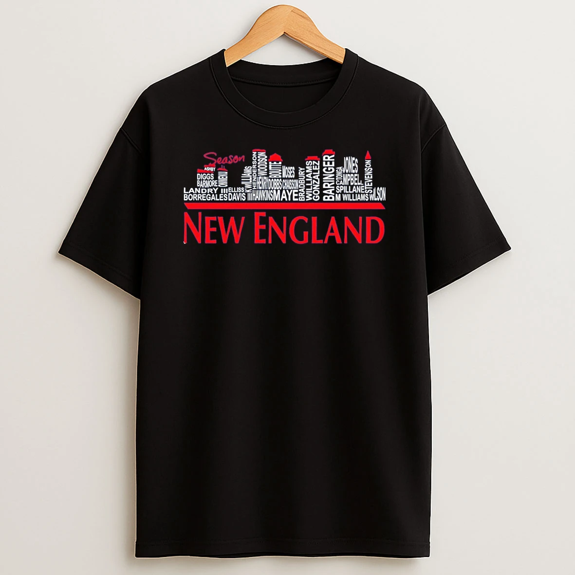 New England Patriots Football City Skyline Football Names 2025 Season T Shirt