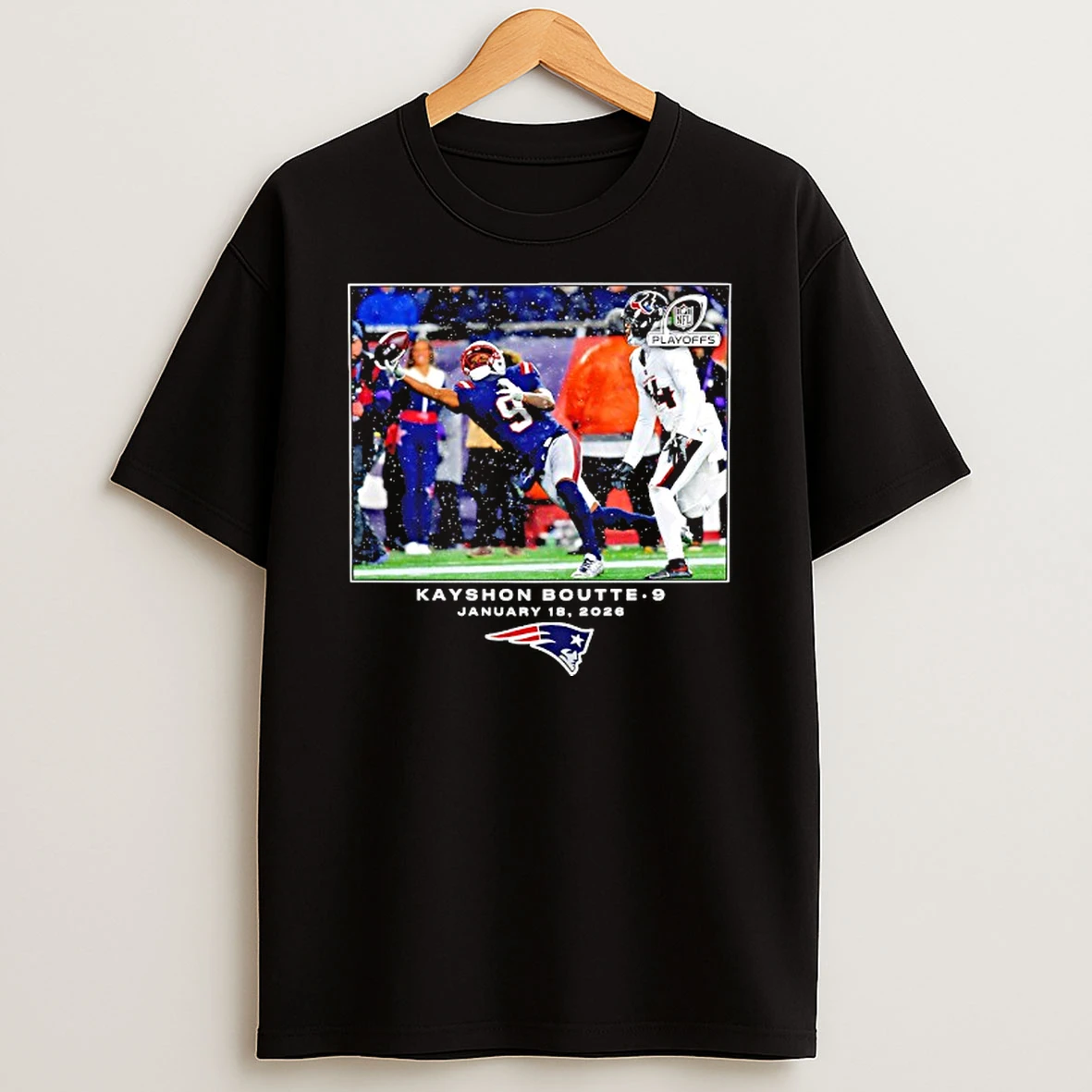 New England Patriots Kayshon Boutte Playoffs 2026 Nfl Flash Features T Shirt