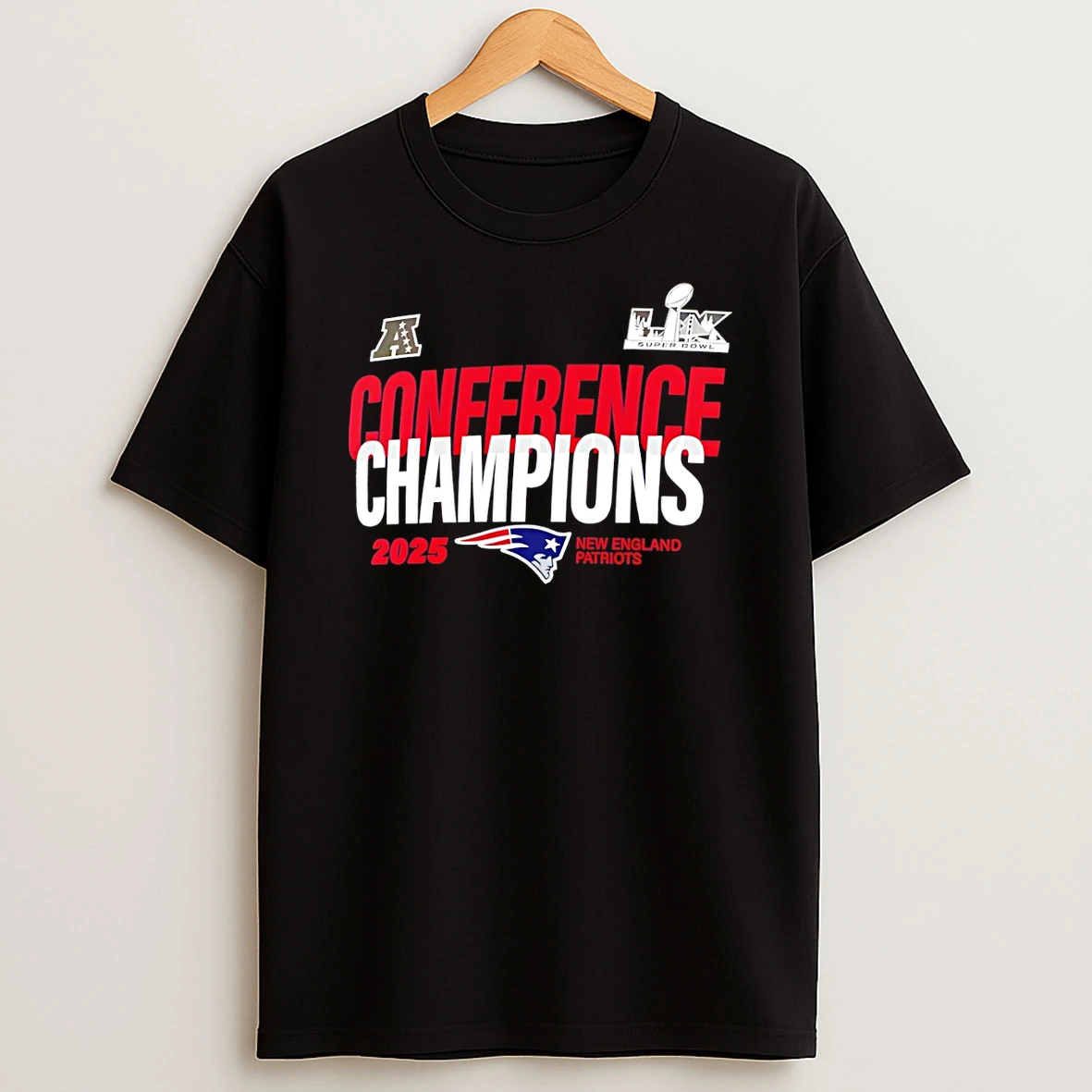 New England Patriots Lix Superbowl 2025 Afc Champions T Shirt
