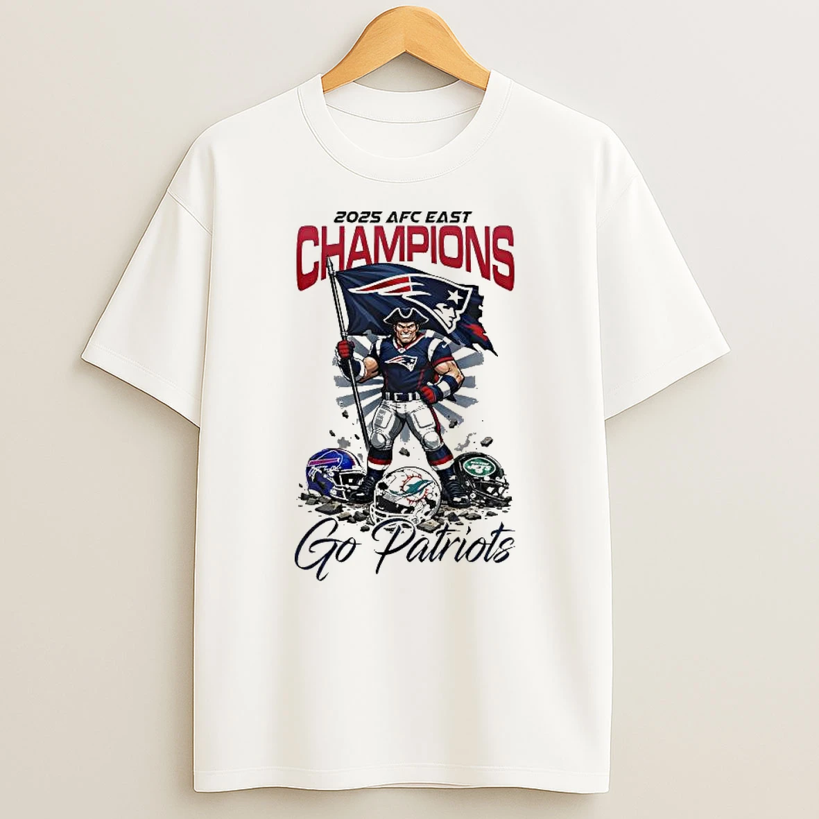 New England Patriots Nfl Afc East Champions Super Bowl Mascot Go Patriots 2026 T Shirt