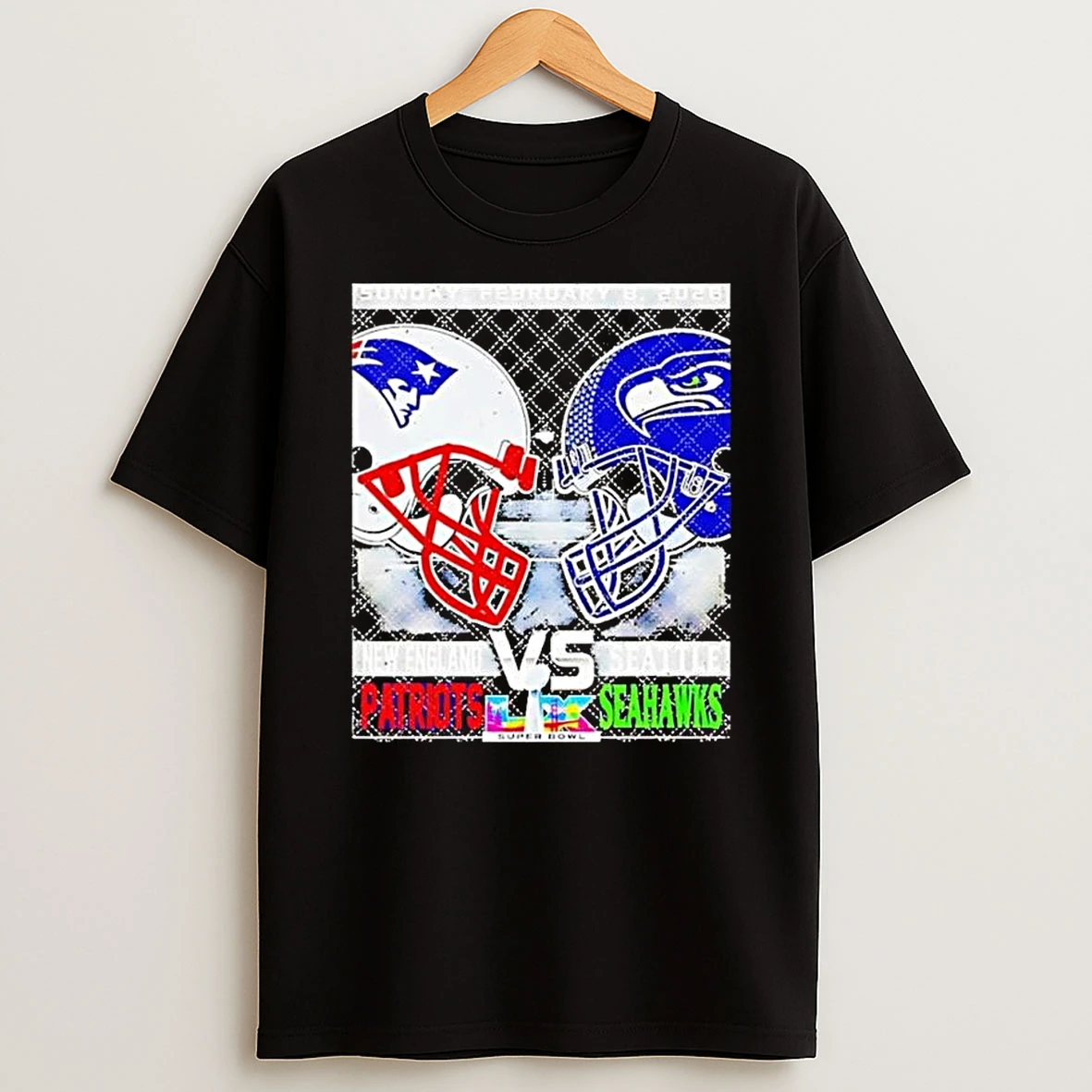 New England Patriots Vs Seattle Seahawks Champions Super Bowl Lx Sunday Feb 8 2026 Black Stadium T Shirt