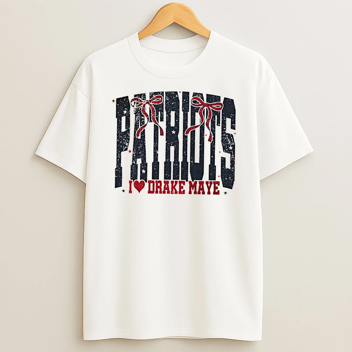 New England Patriots Bow I Love Drake Maye T Shirt