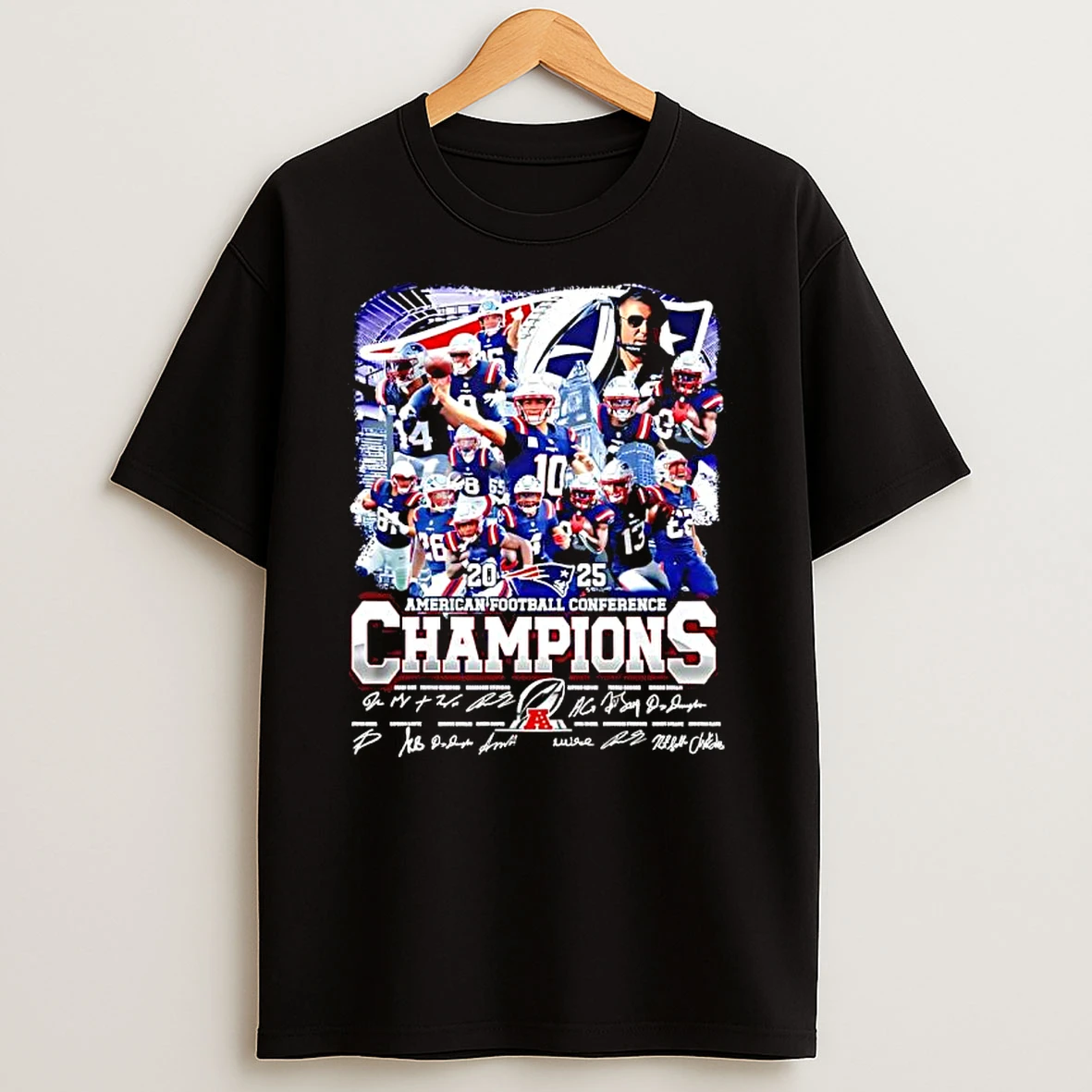 New England Patriots Victory American Football Conference Champions Players And Signatures T Shirt