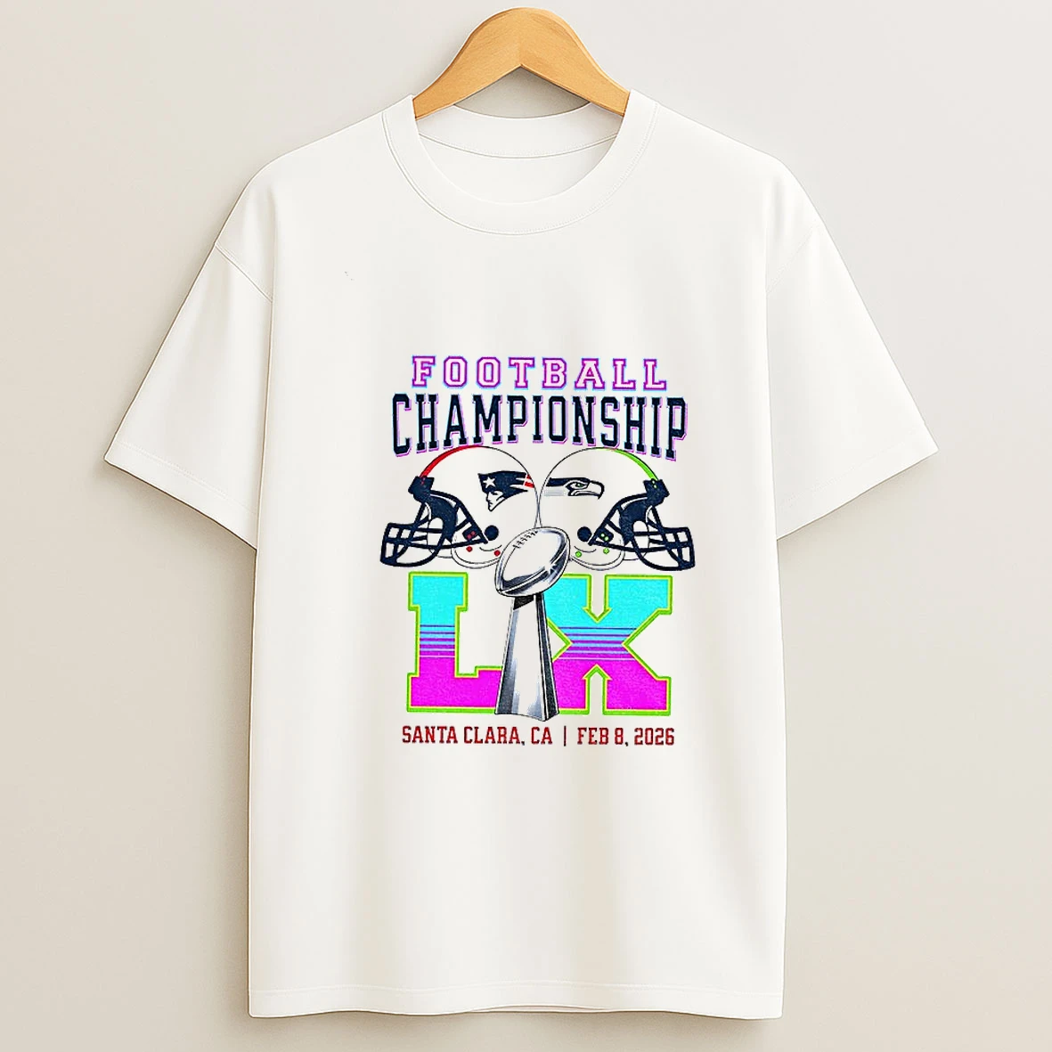 New England Patriots Vs Seattle Seahawk Helmet Football Championship Lix Santa Clara Ca T Shirt