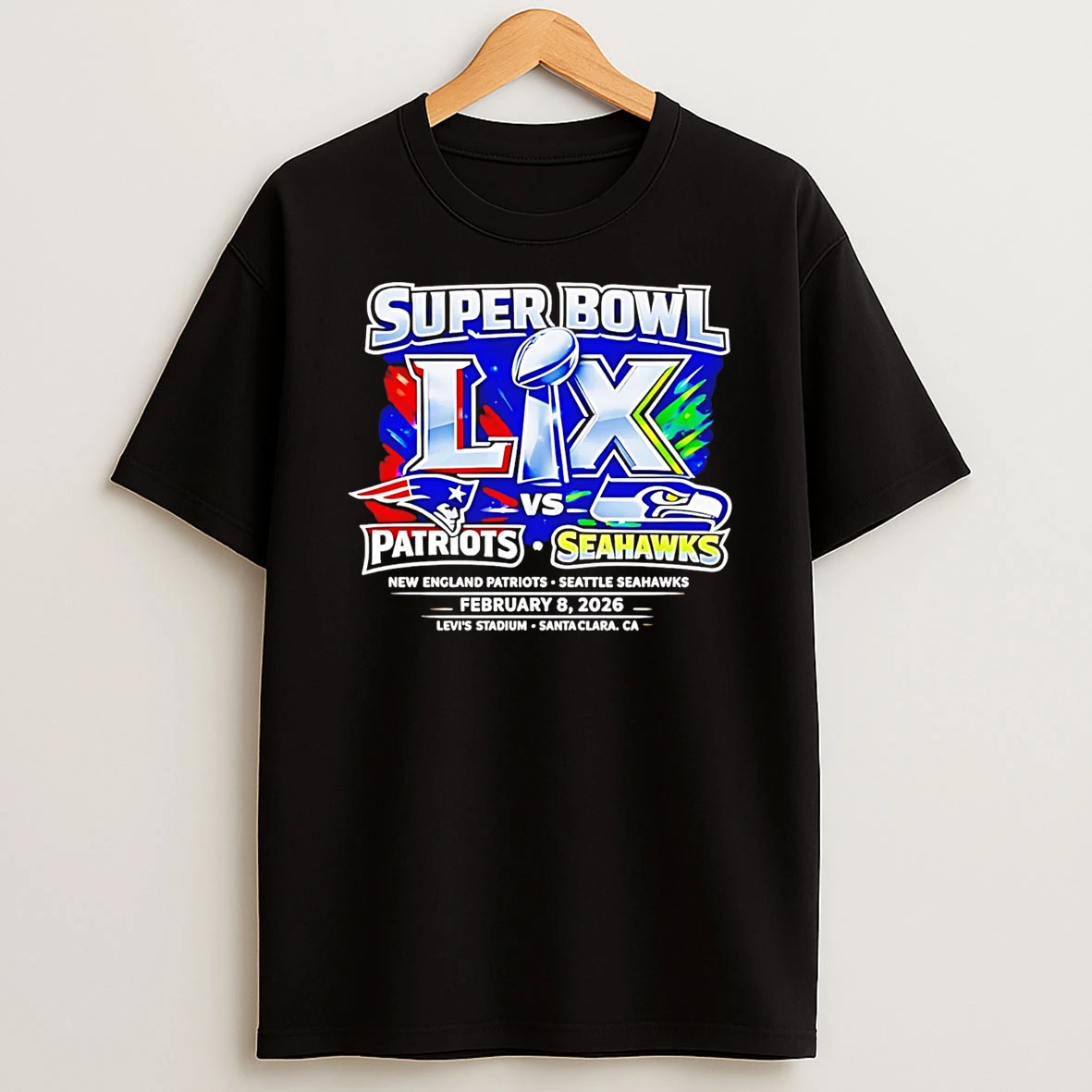 New England Patriots Vs Seattle Seahawks Nfl Super Bowl Lx T Shirt