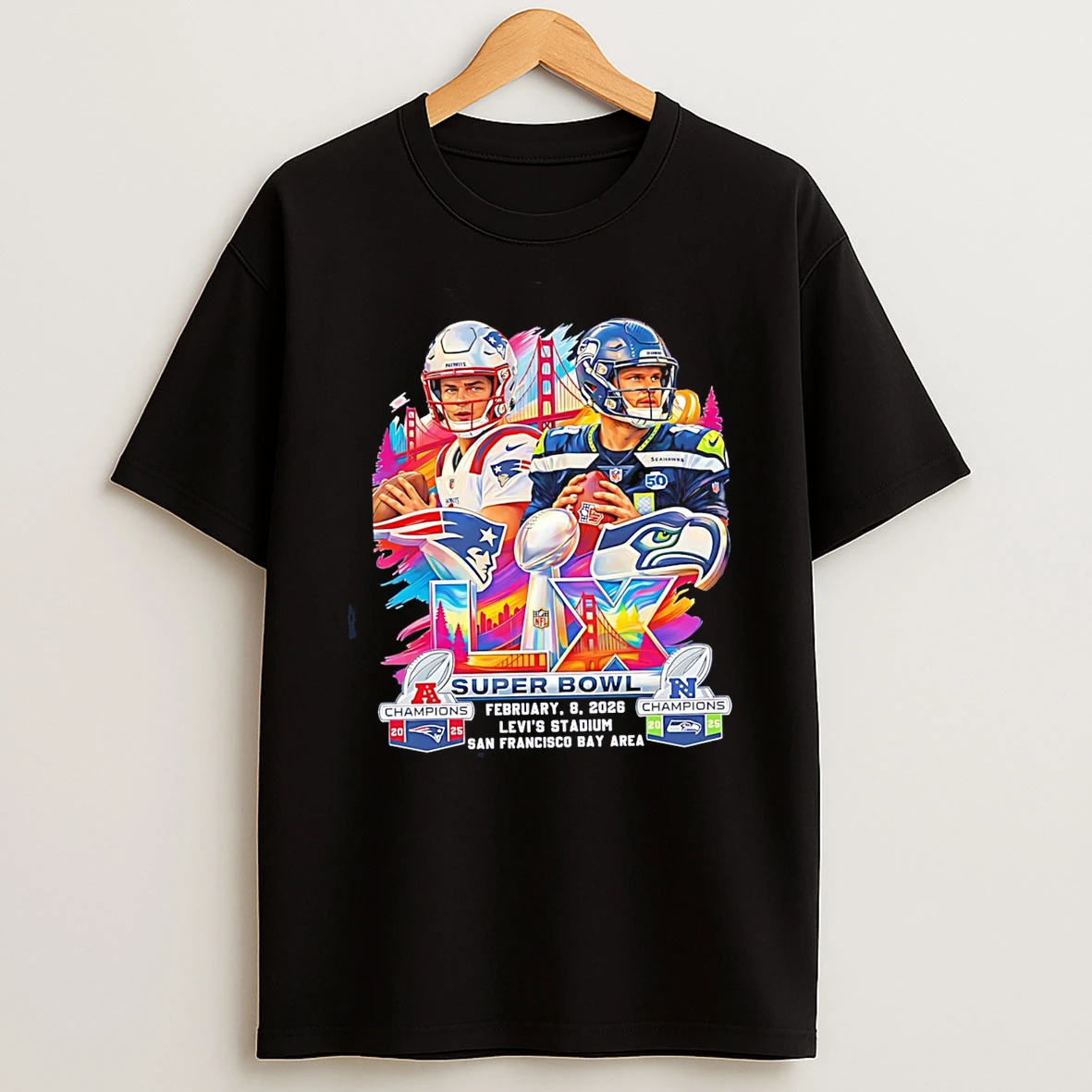 New England Patriots Vs Seattle Seahawks Super Bowl Lx 2026 Match Up T Shirt