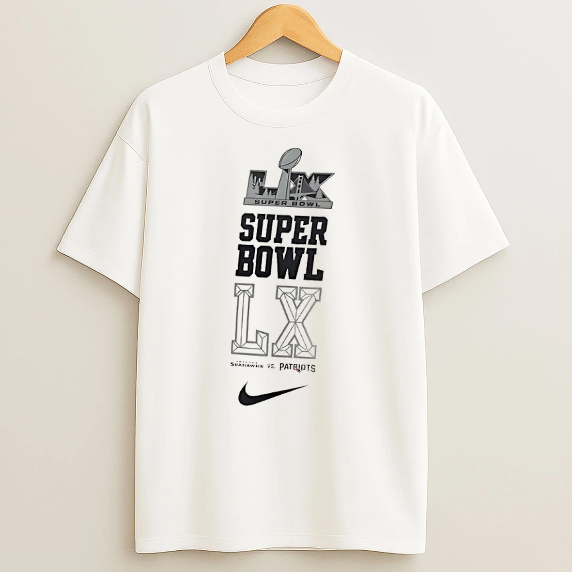 New England Patriots Vs Seattle Seahawks Nike Super Bowl Lx Dueling Nike T Shirt