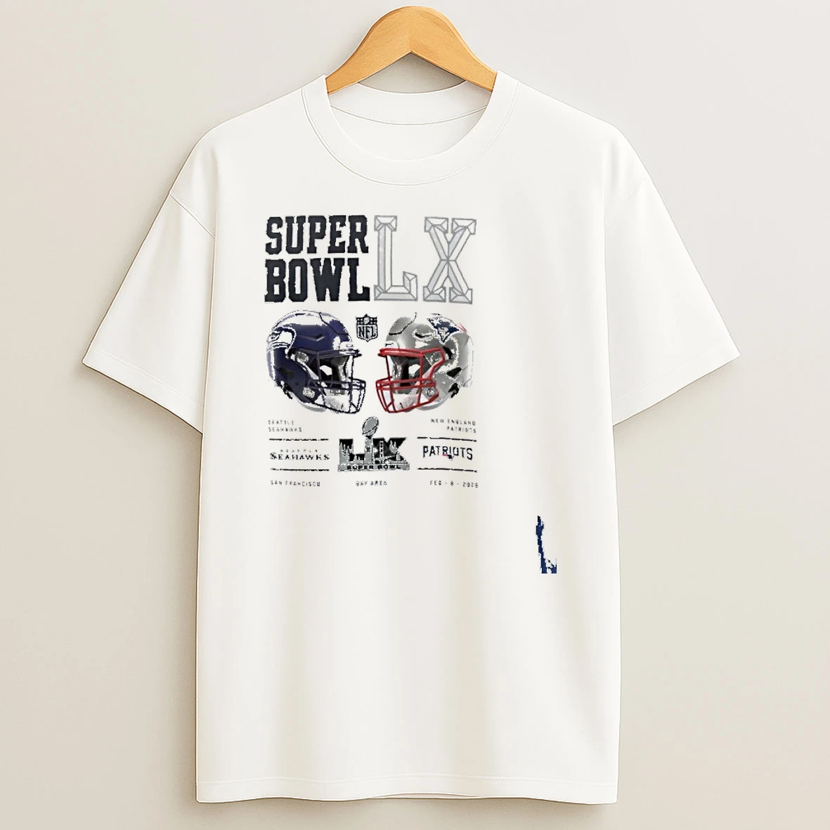 New England Patriots Vs Seattle Seahawks Super Bowl Lx Dueling T Shirt