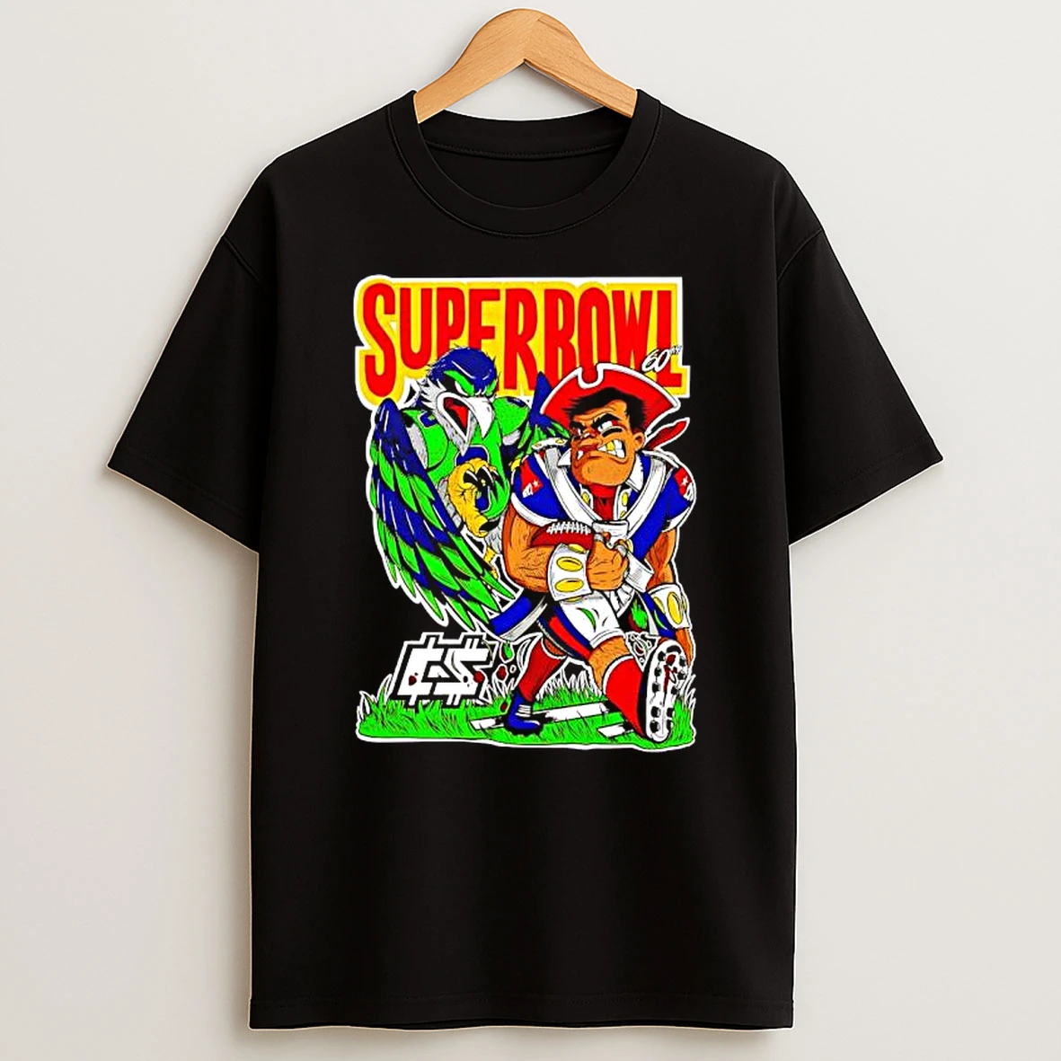 New England Patriots Vs Seattle Seahawks Super Bowl Xlix Match Up Mascots T Shirt