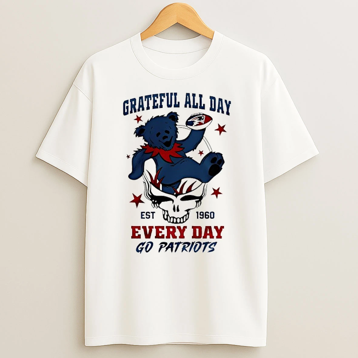 New England Patriots X Grateful Dead All Day Every Day Go Patriots T Shirt