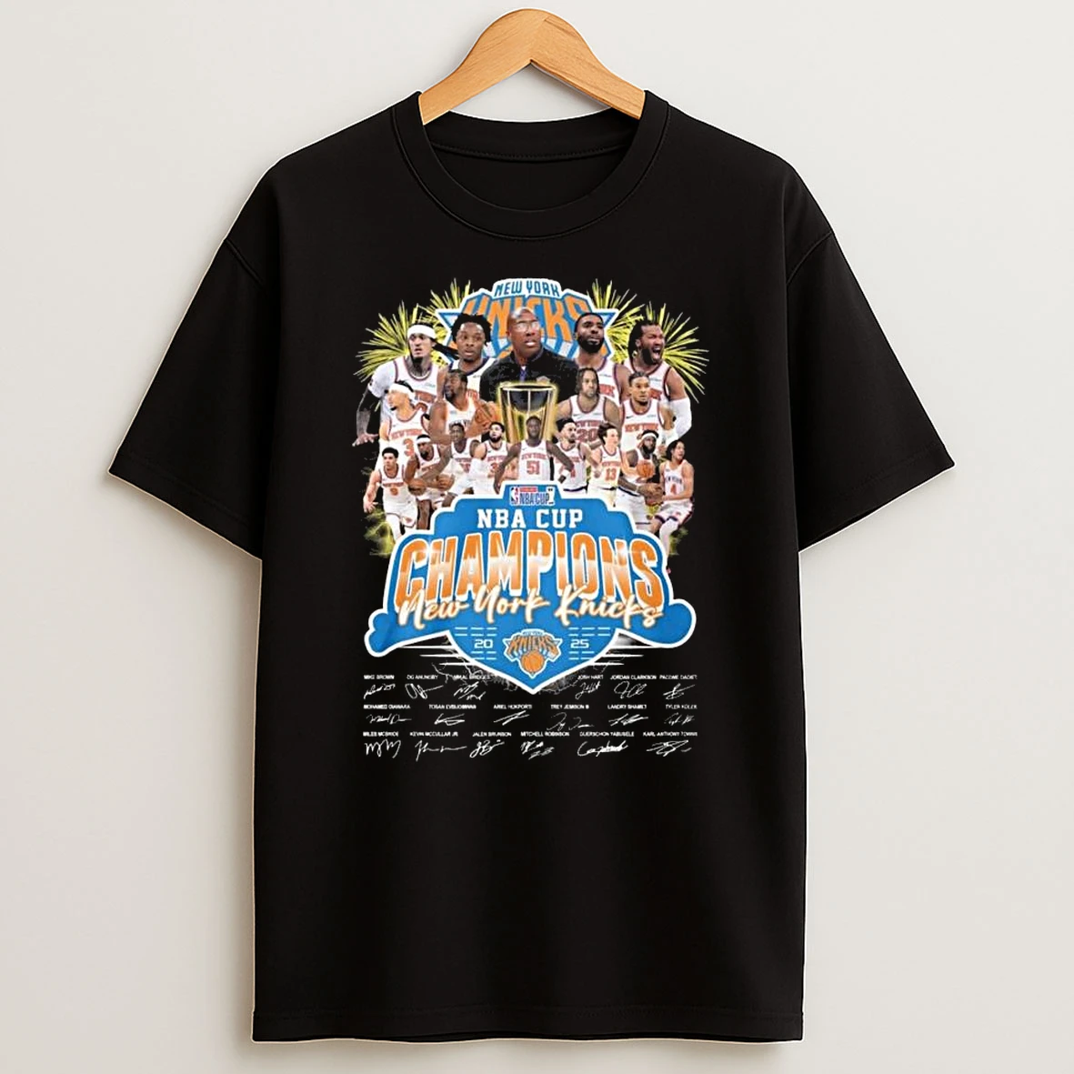 New York Knicks Nba Cup Champions 2025 Players Signatures T Shirt