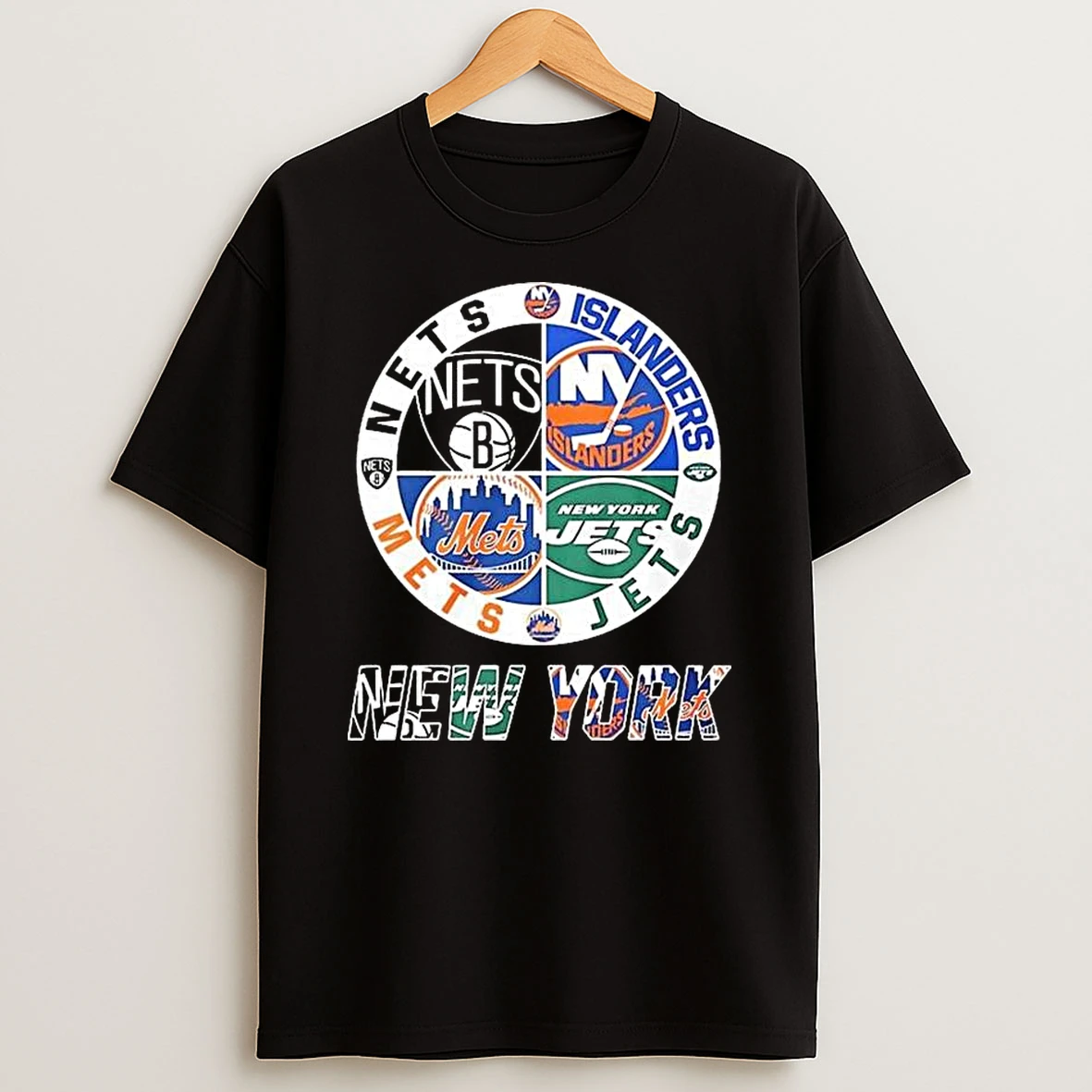 New York Sports Teams Mets Brooklyn Islanders Mets Jets Logo Mashup T Shirt