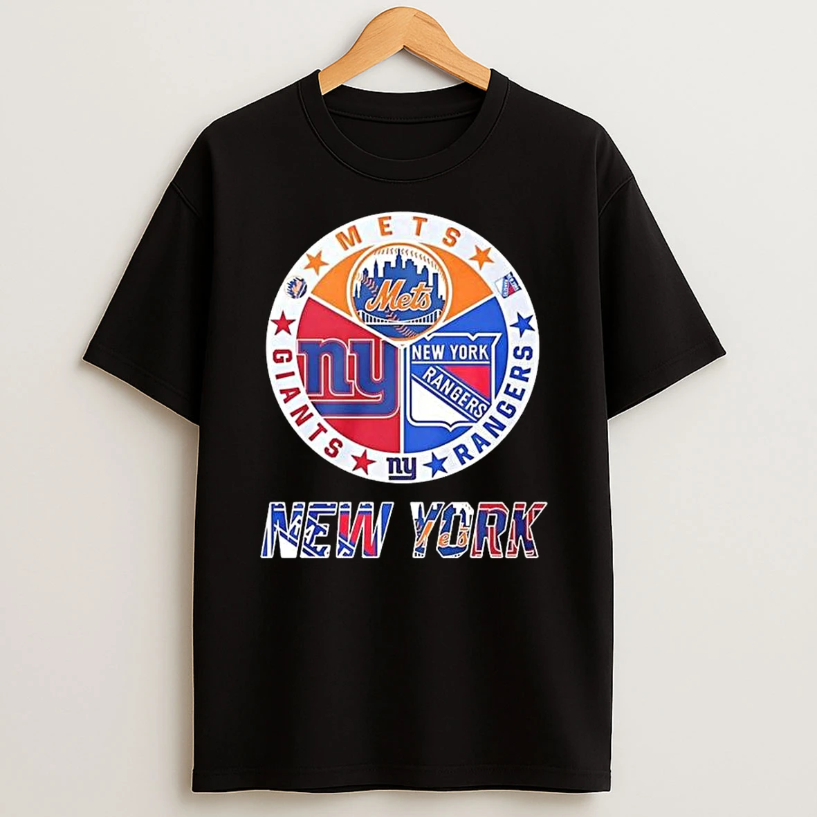 New York Sports Teams Mets Giants Rangers Logo Mashup T Shirt
