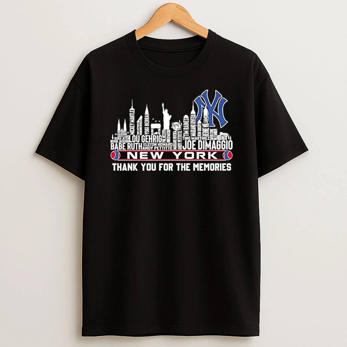 New York Yankees Baseball All Names City Thank You For The Memories Skyline T Shirt