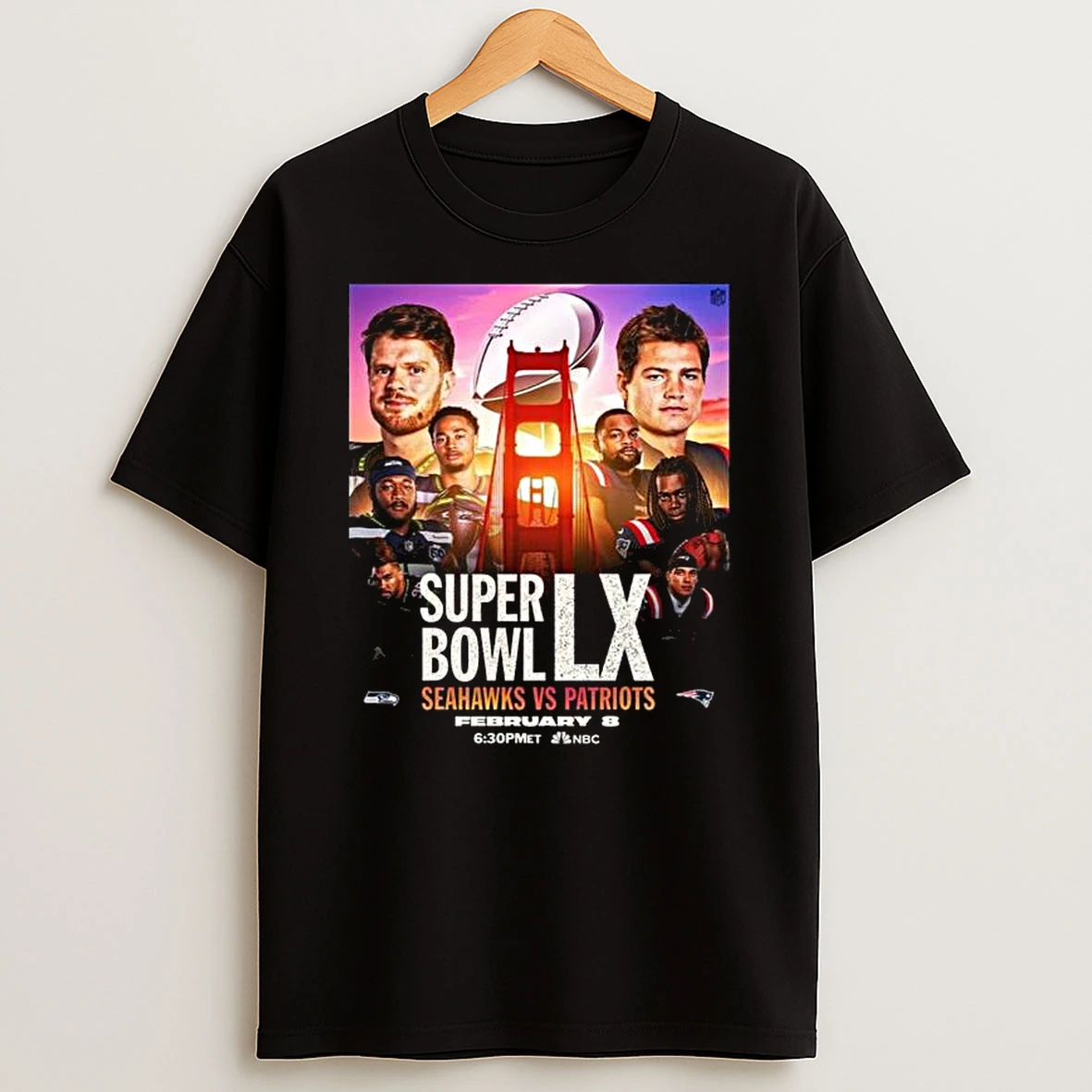 Nfl Super Bowl Lx 2026 Seattle Seahawks Vs New England Patriots Matchup On February 8 2026 T Shirt