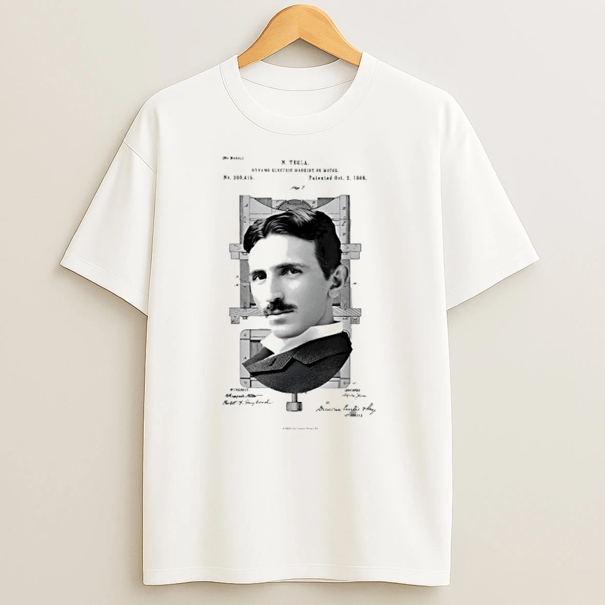 Nikola Tesla Photo Patent T Shirt