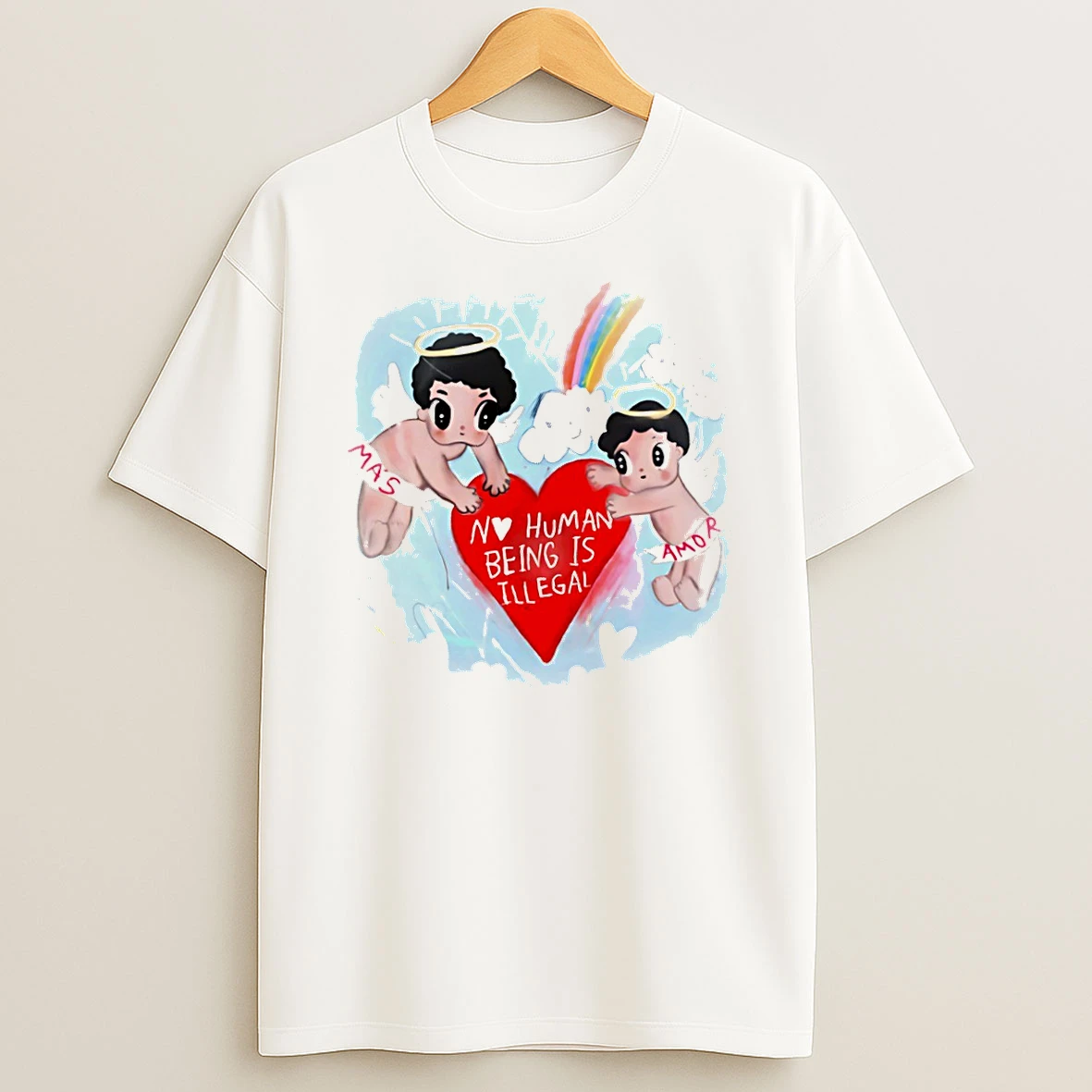 No Human Being Is Illegal Mas Amor T Shirt