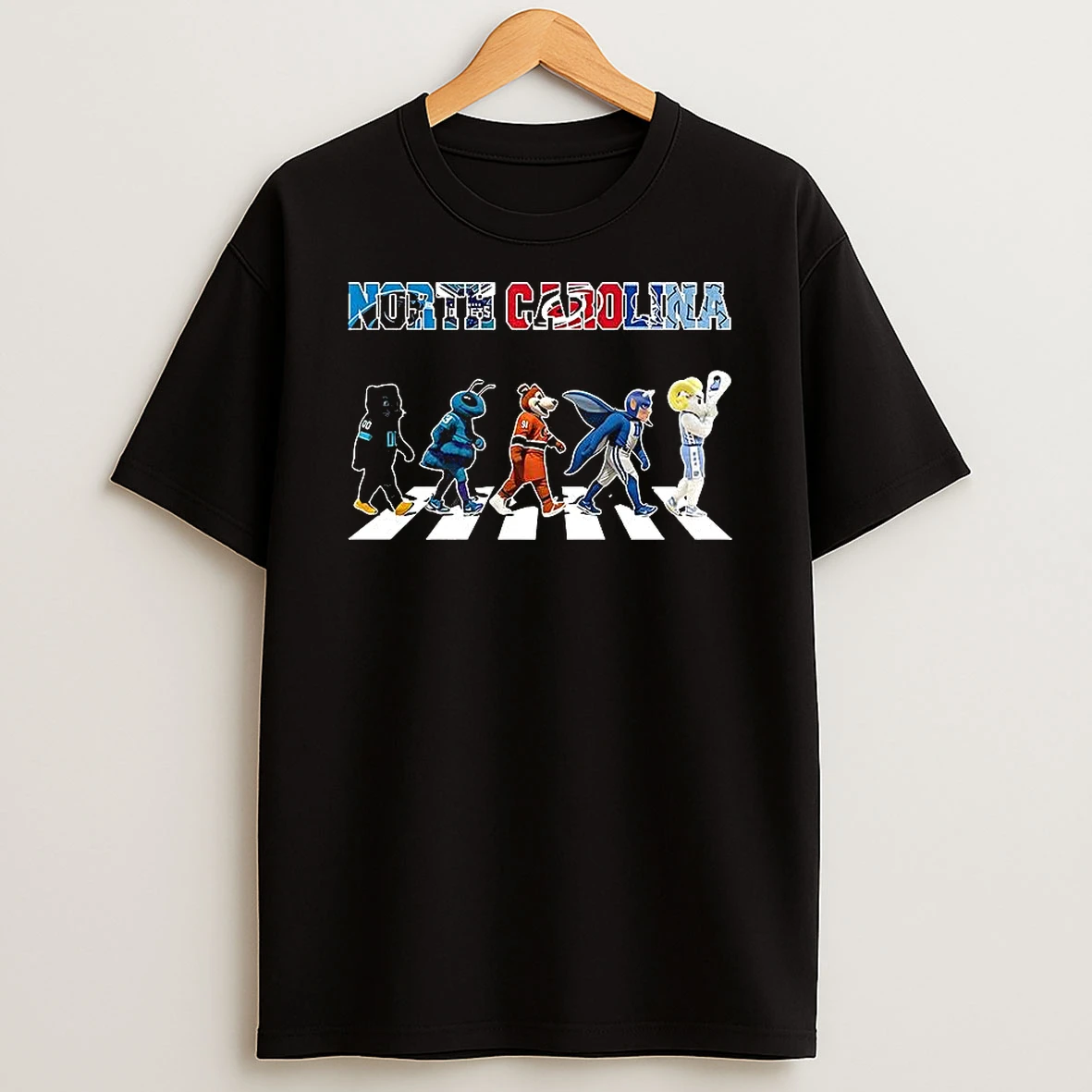 North Carolina Sports Teams Panthers Hornets Hurricanes Buffaloes Wolfpack Tar Heels Cross The Road T Shirt