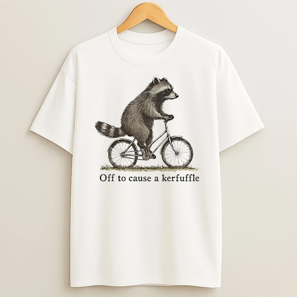 Off To Cause A Kerfuffle Raccoon Graphic T Shirt