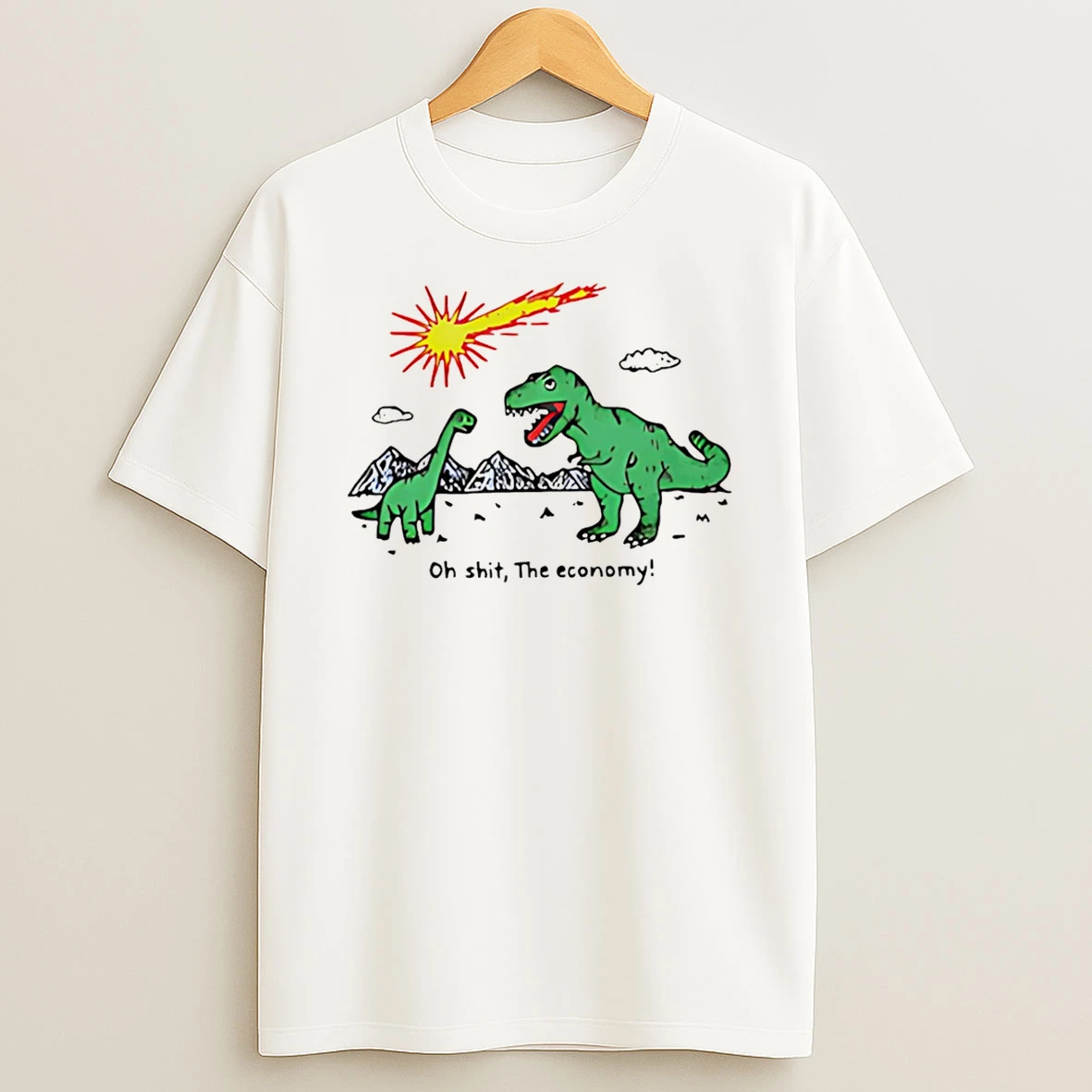 Oh Shit The Economy Extinct Dinosaurs Meme T Shirt
