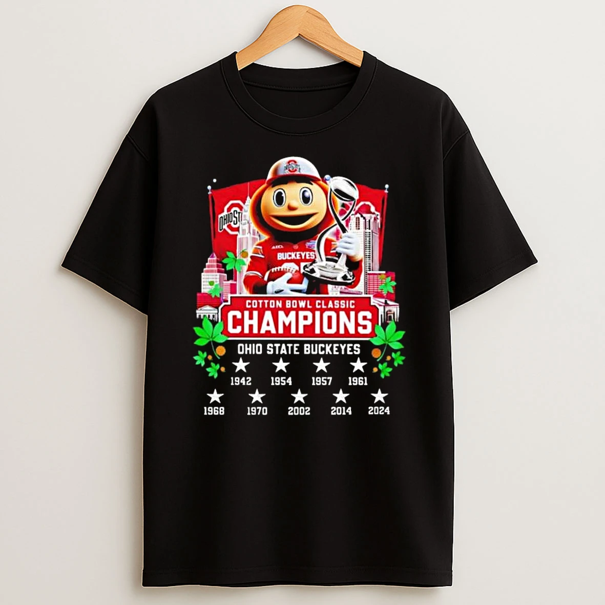 Ohio State Buckeyes Cotton Bowl Classic Champions 1942 2024 Mascot T Shirt
