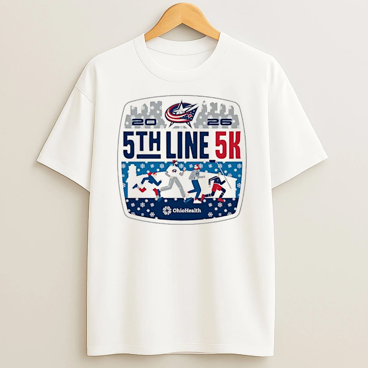 Ohiohealth 5th Line 5k 2026 Columbus Blue Jackets Event Graphic T Shirt