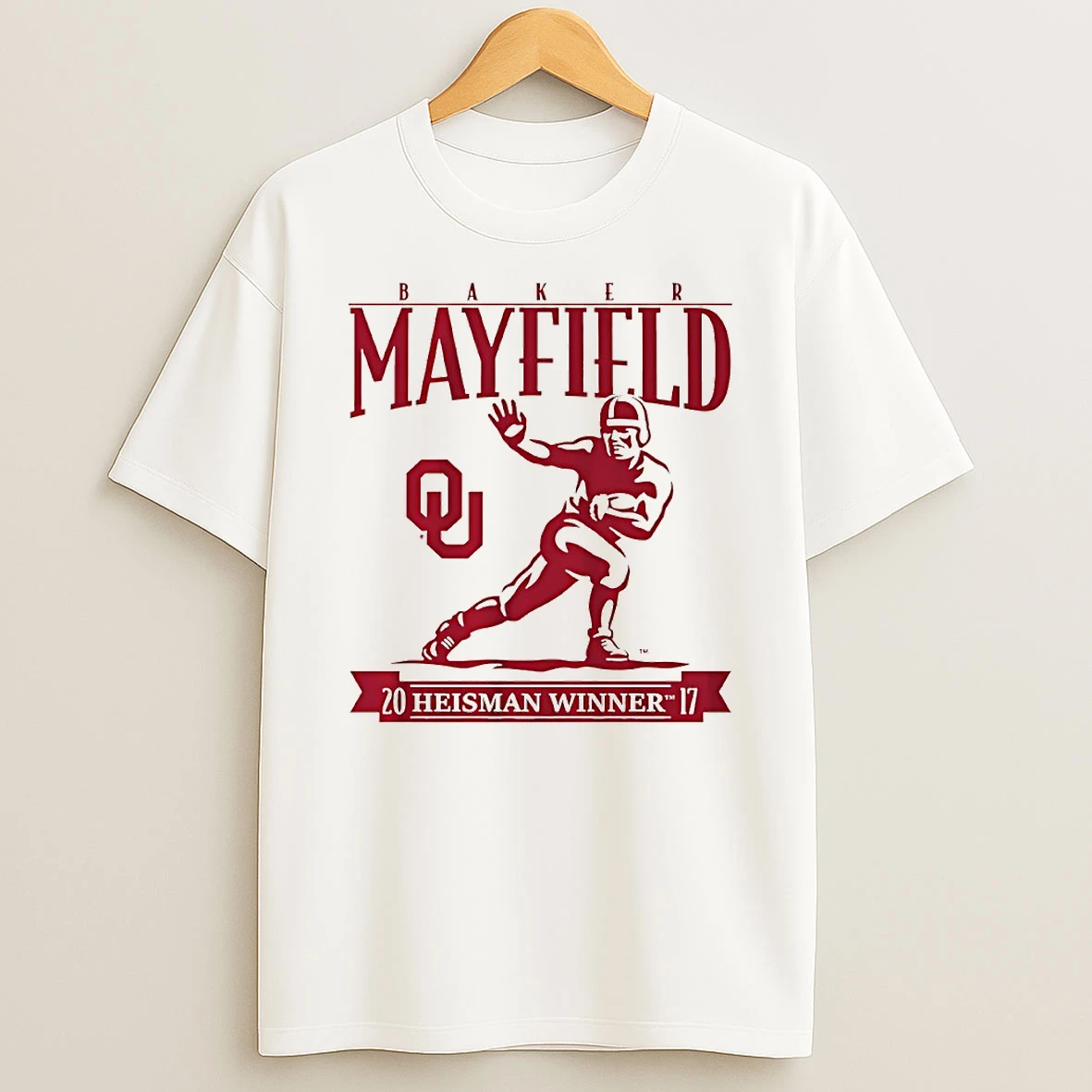 Oklahoma Sooners Football Baker Mayfield Heisman Winner Trophy 2017 Circle T Shirt