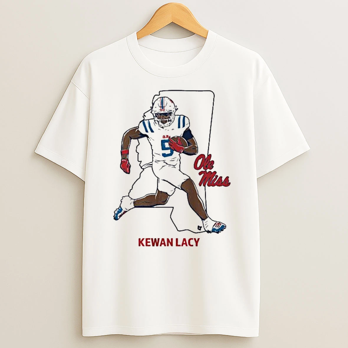 Ole Miss Football Kewan Lacy State Star T Shirt