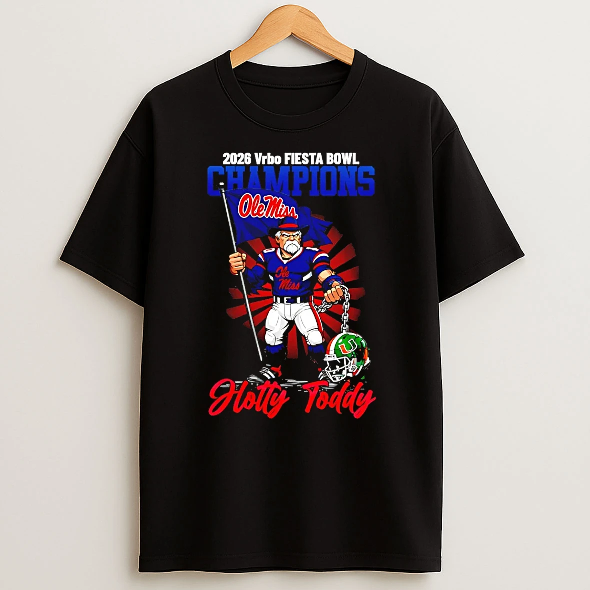 Ole Miss Rebels 2026 Cfp Vrbo Fiesta Bowl Champions Mascot T Shirt