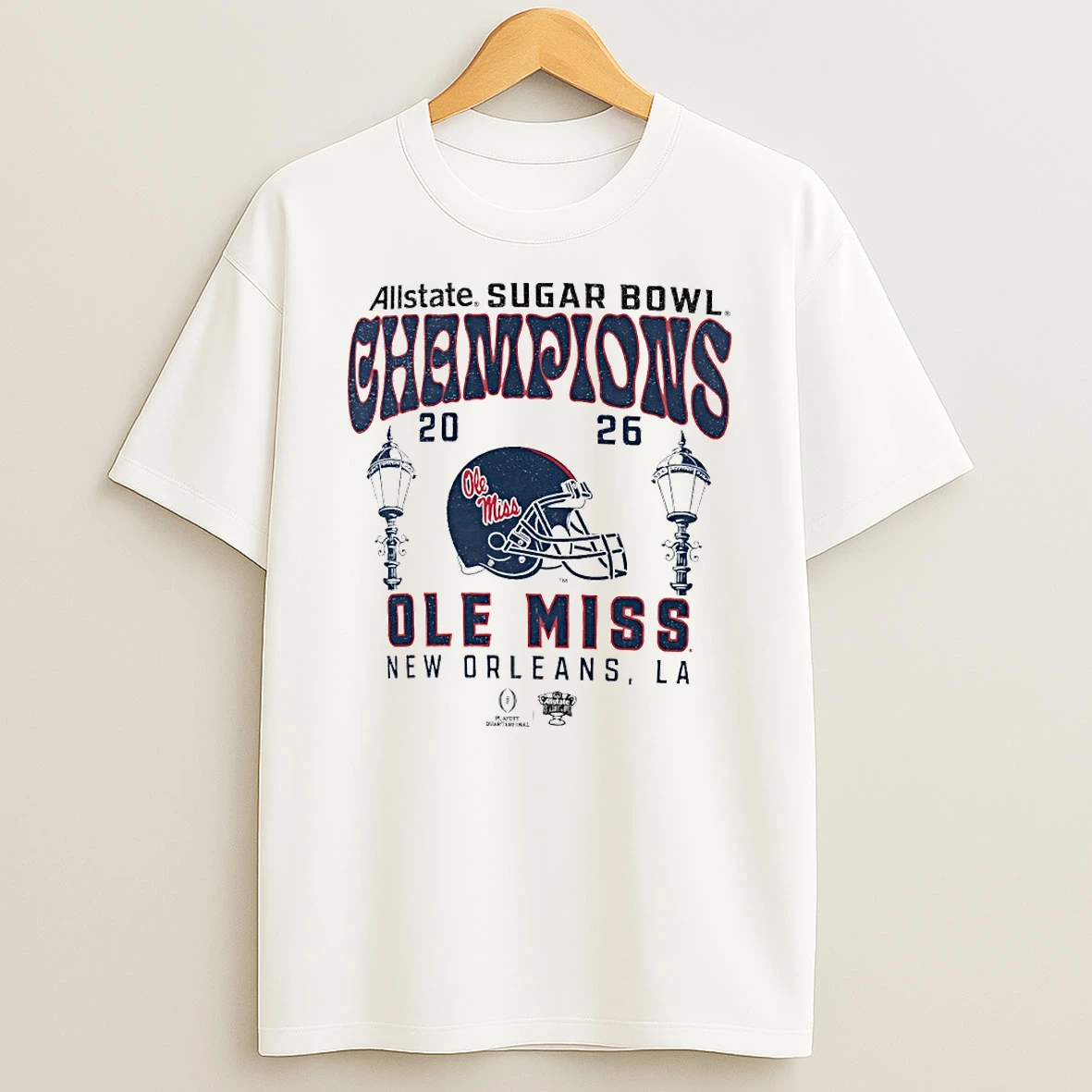 Ole Miss Rebels Cfp 2026 Allstate Sugar Bowl Champions Hometown Helmet Circle T Shirt