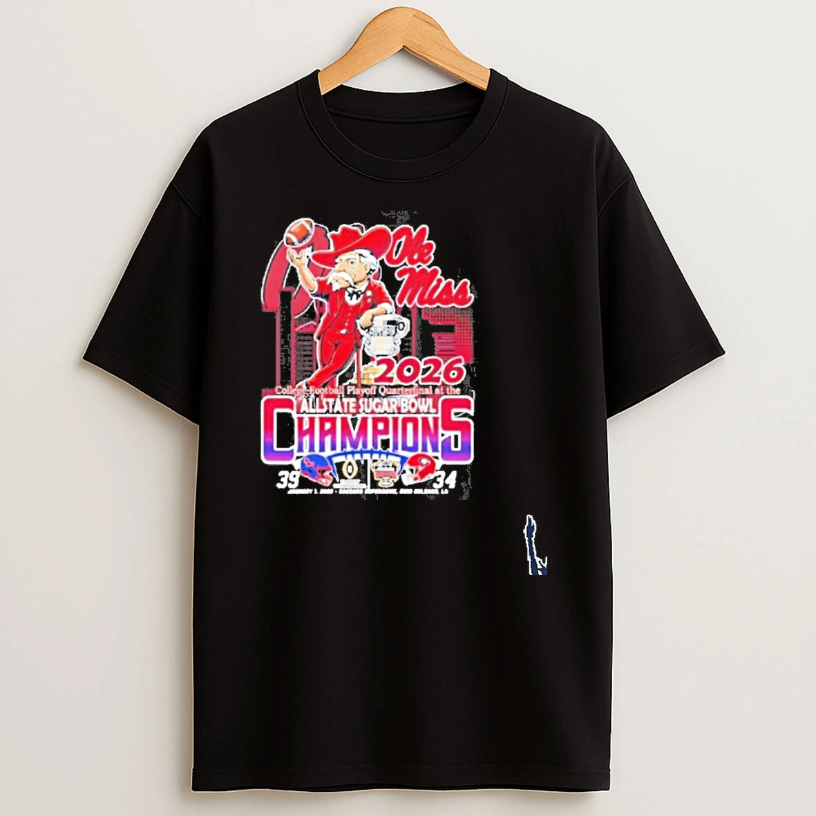 Ole Miss Rebels College Football Playoff Quarterfinal At The Allstate Sugar Bowl Champions 2026 T Shirt