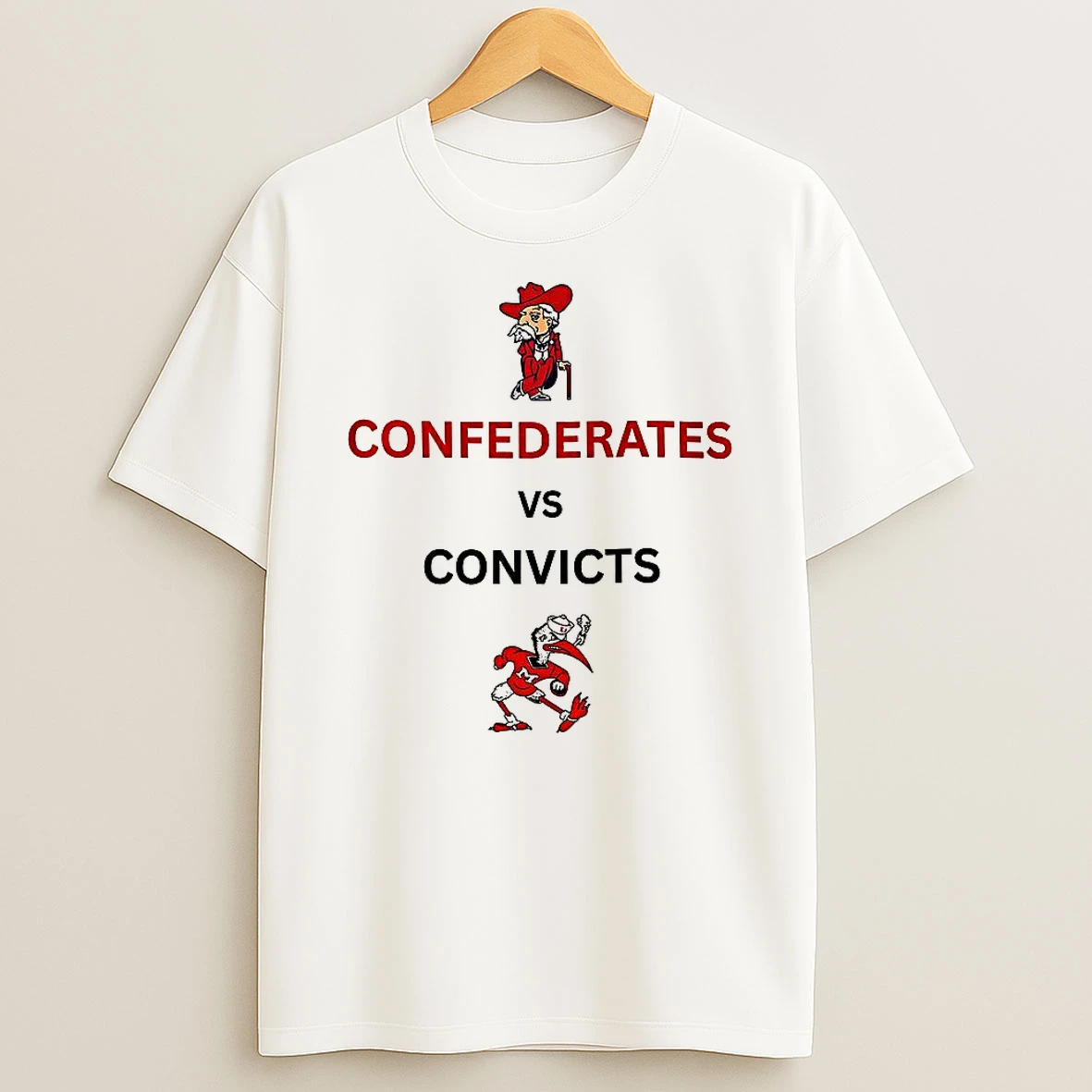 Ole Miss Rebels Confederates Vs Miami Hurricanes Convicts Mascot T Shirt