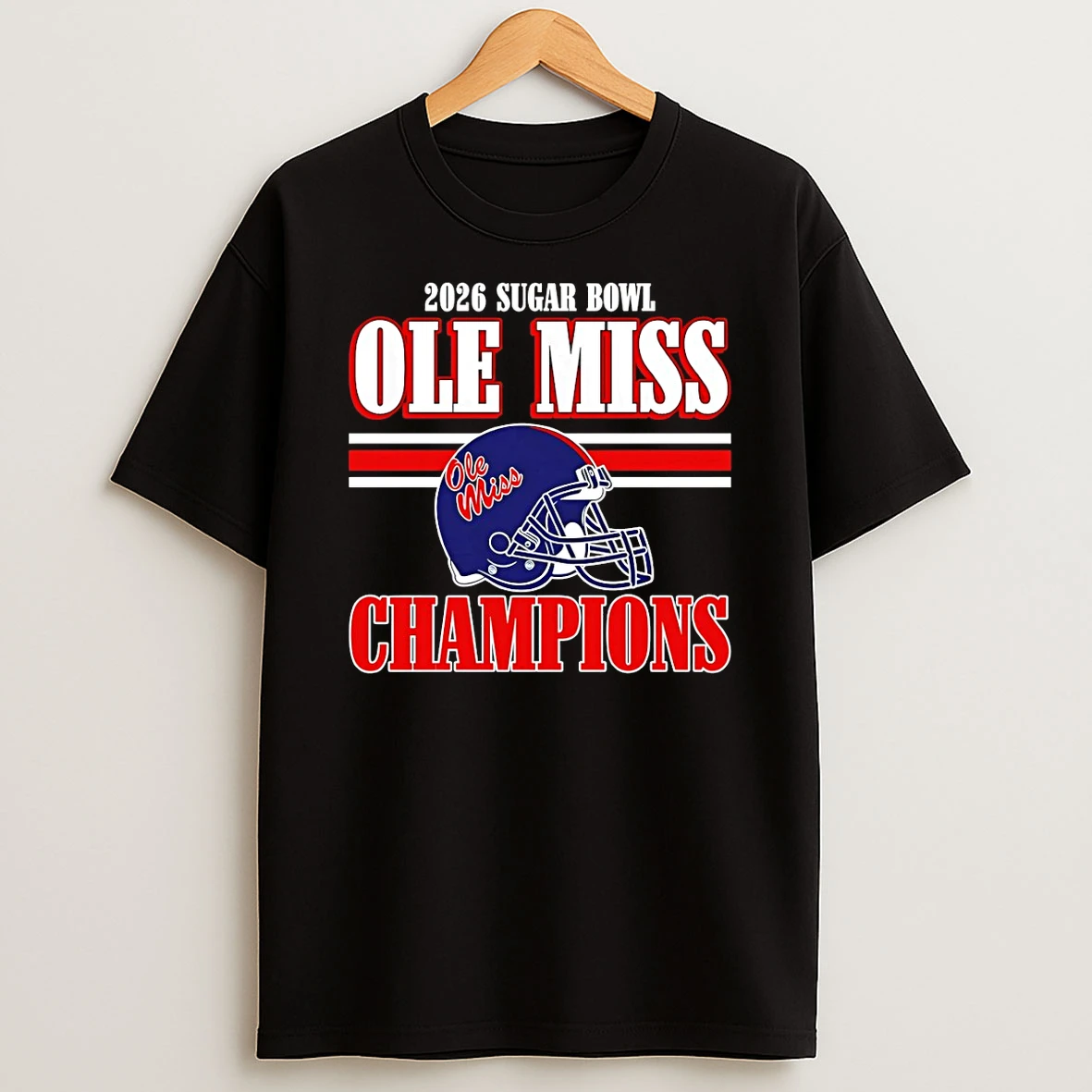 Ole Miss Rebels Football 2026 Sugar Bowl Champions Helmet Logo T Shirt