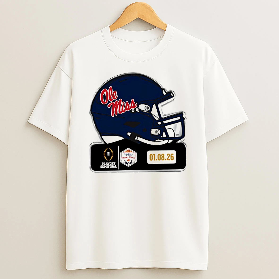 Ole Miss Rebels Playoff Semifinal 2026 Vrbo Fiesta Bowl Helmet Circle T Shirt