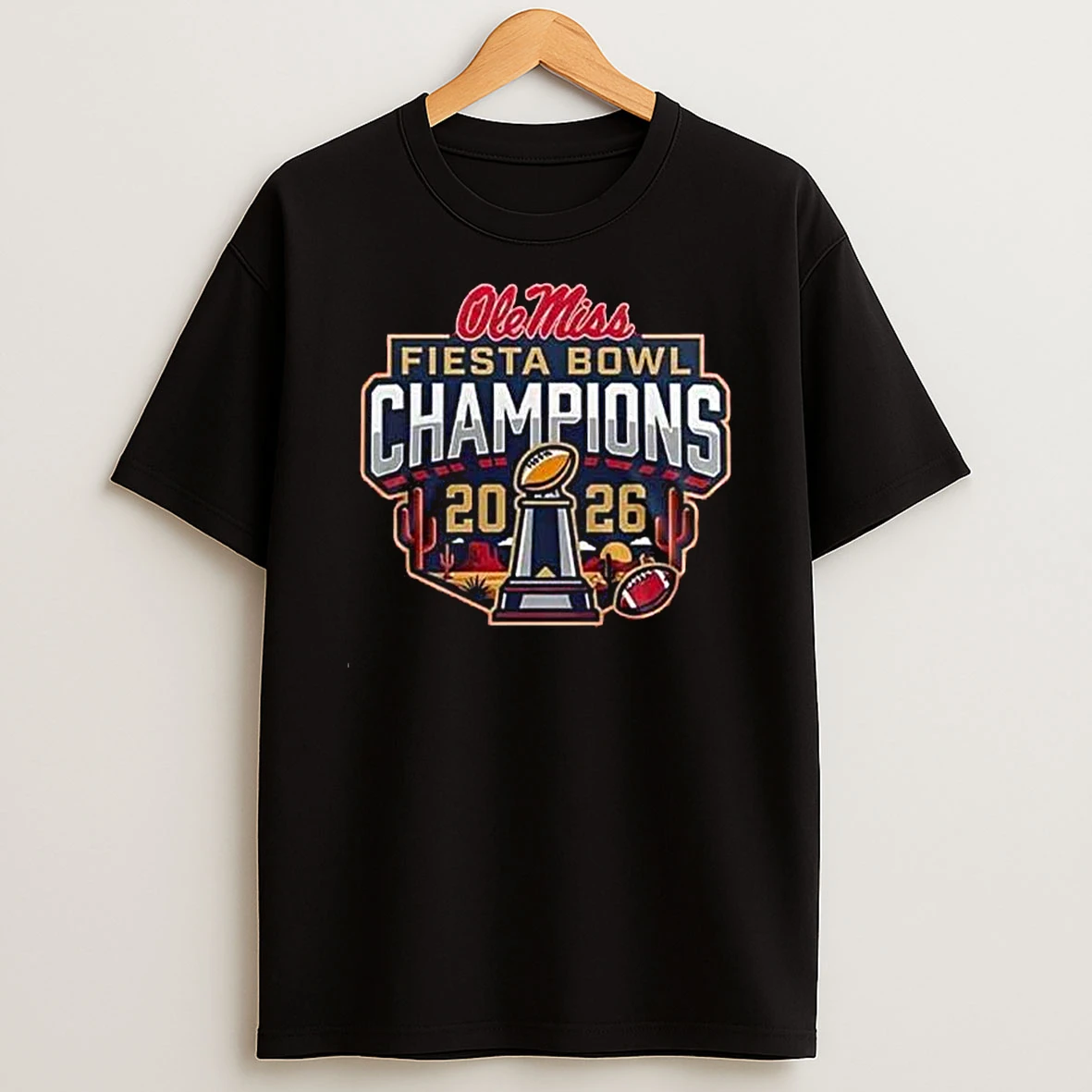 Ole Miss Rebels Vrbo Fiesta Bowl Champion 2026 Vintage Trophy T Shirt