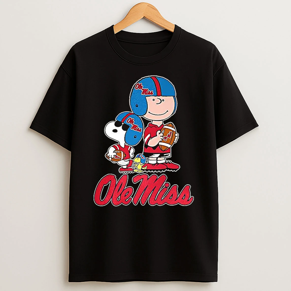 Ole Miss Rebels X Peanuts Cartoon Characters Football Lover T Shirt