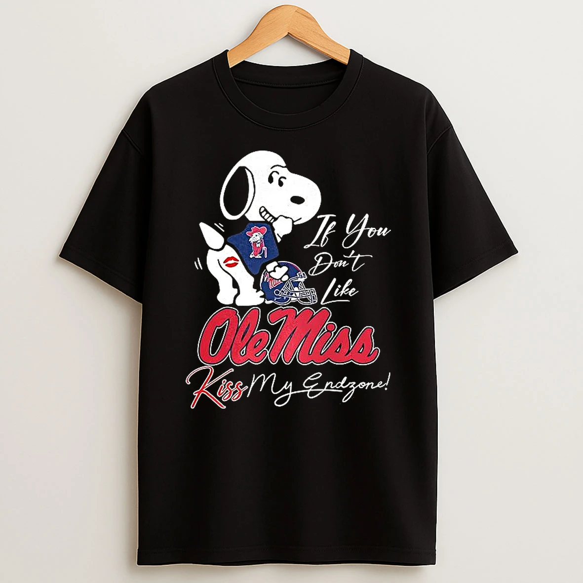 Ole Miss Rebels X Snoopy If You Dont Like Ole Miss Kiss My Endzone Meme T Shirt