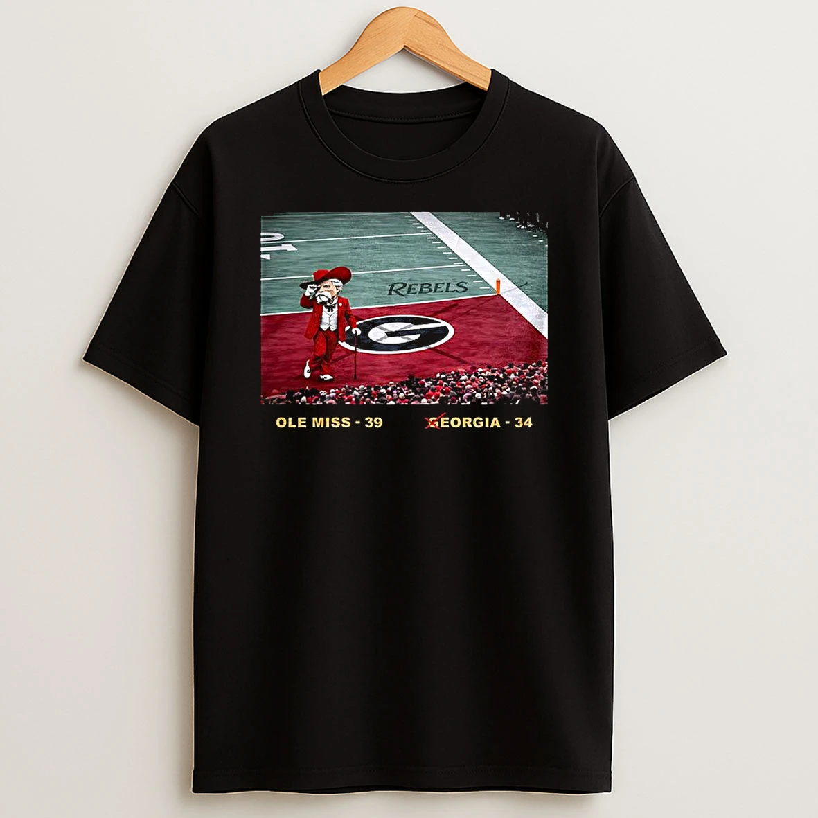 Ole Miss Rebels Beat Georgia Bulldogs Ncaa Mascot Final Score Slash G Parody T Shirt