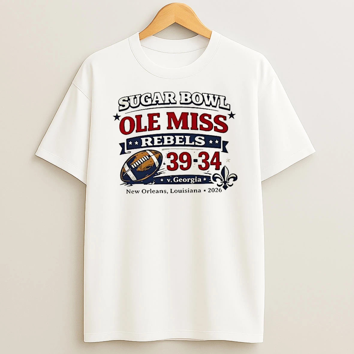 Ole Miss Rebels Defeats Georgia Bulldogs Ncaa 39 34 In The Sugar Bowl 2026 T Shirt