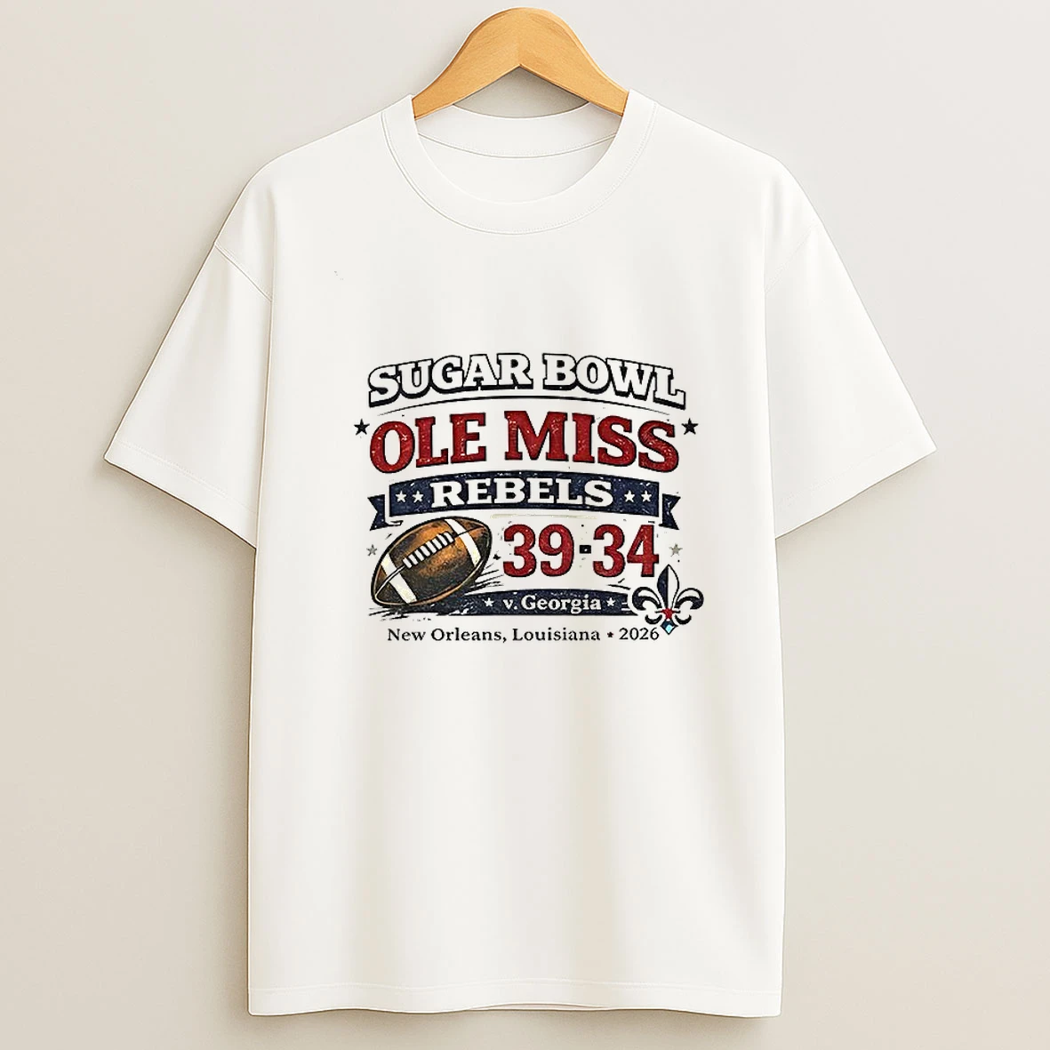 Ole Miss Rebels Vs Georgia Bulldogs 39 34 Sugar Bowl 2026 New Orleans Louisiana 2026 T Shirt