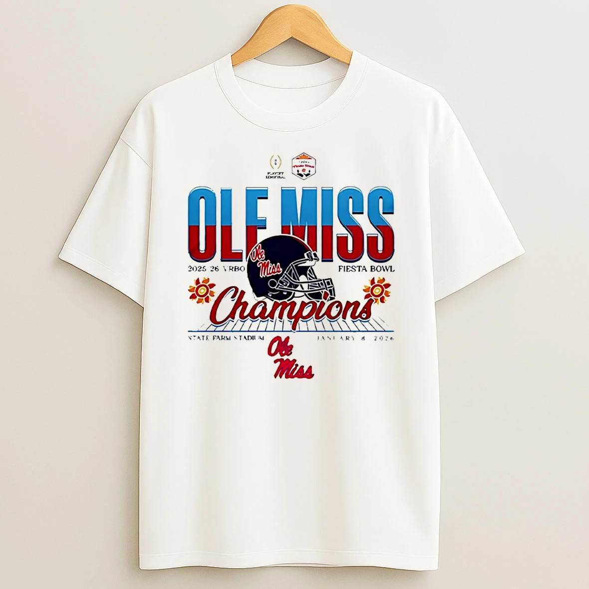 Ole Miss Rebles 2026 Fiesta Bowl Champions Football Helmet T Shirt