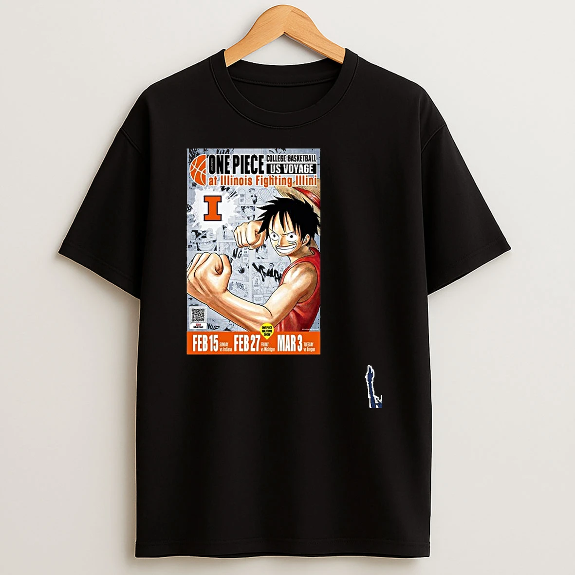 One Piece College Basketball Us Voyage At Illinois Fighting Illini T Shirt