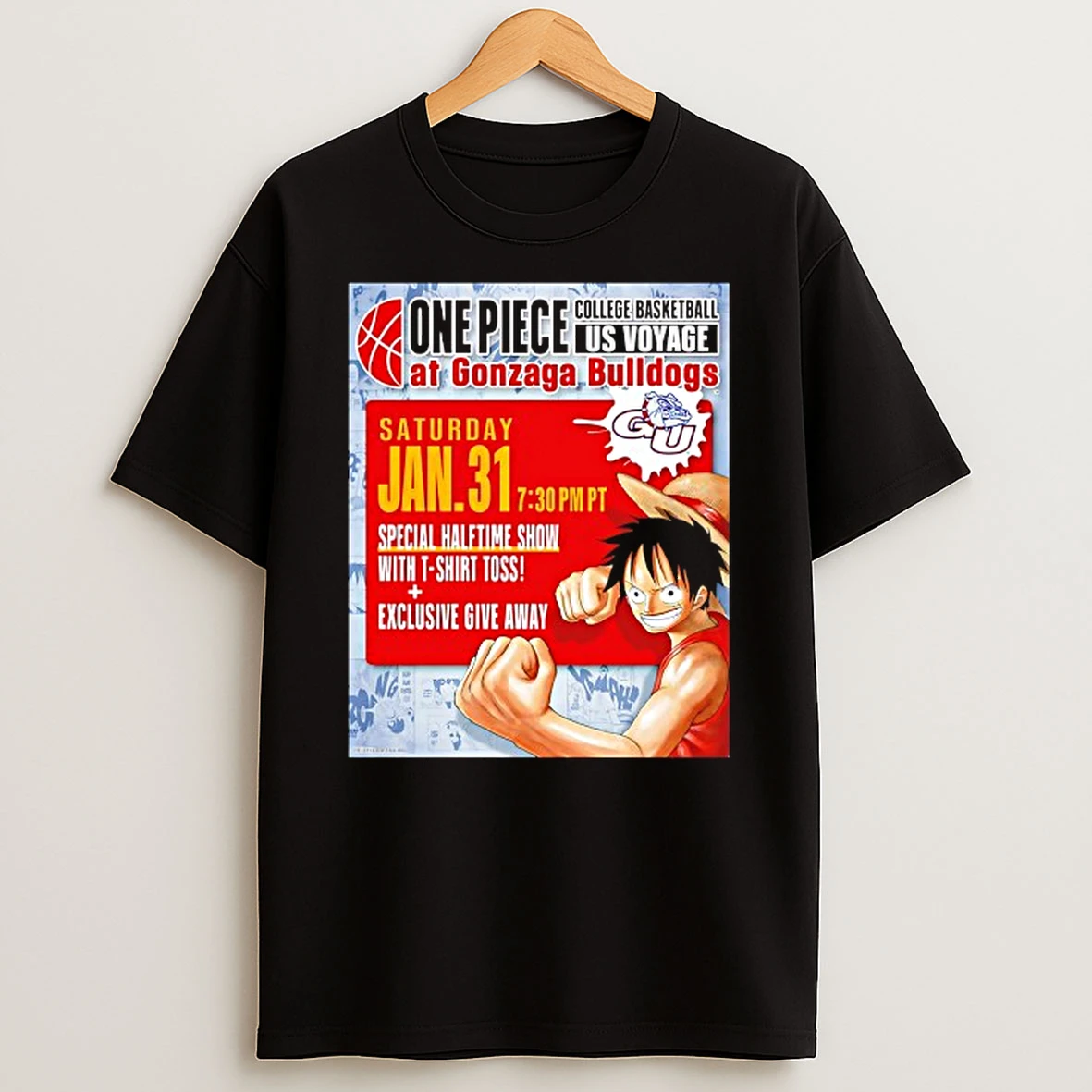 One Piece At Gonzaga Bulldogs College Basketball Us Voyage T Shirt
