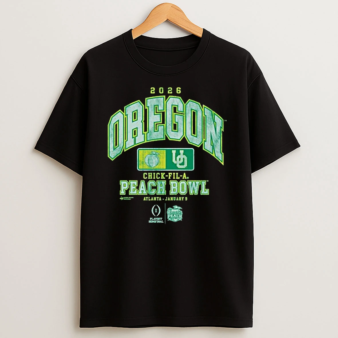 Oregon Ducks 2026 Chick Fil A Peach Bowl Atlanta January 9 Logo T Shirt
