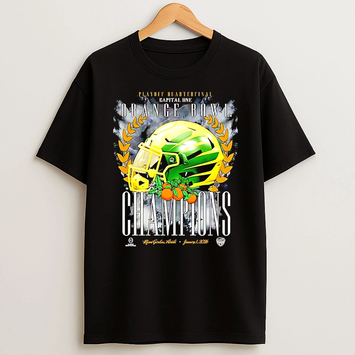 Oregon Ducks 2026 Orange Bowl Champions Vintage Helmet T Shirt