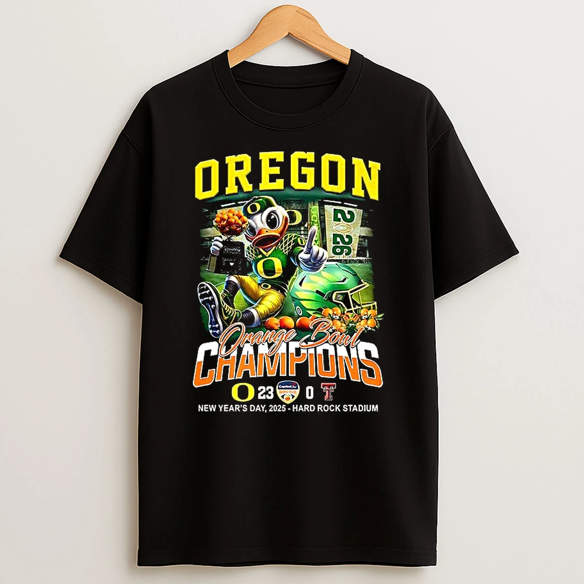 Oregon Ducks Ncaa Football Capital One Orange Bowl Champions 2026 Winner Mascot T Shirt
