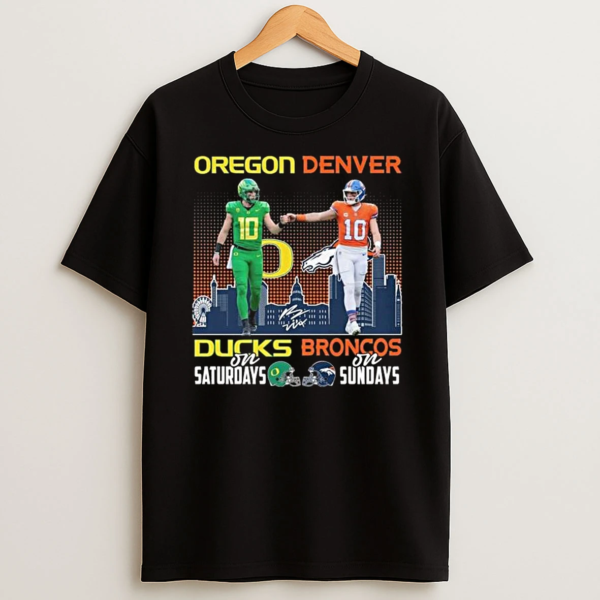 Oregon Ducks On Saturdays And Denver Broncos On Sundays Signatures 2026 T Shirt